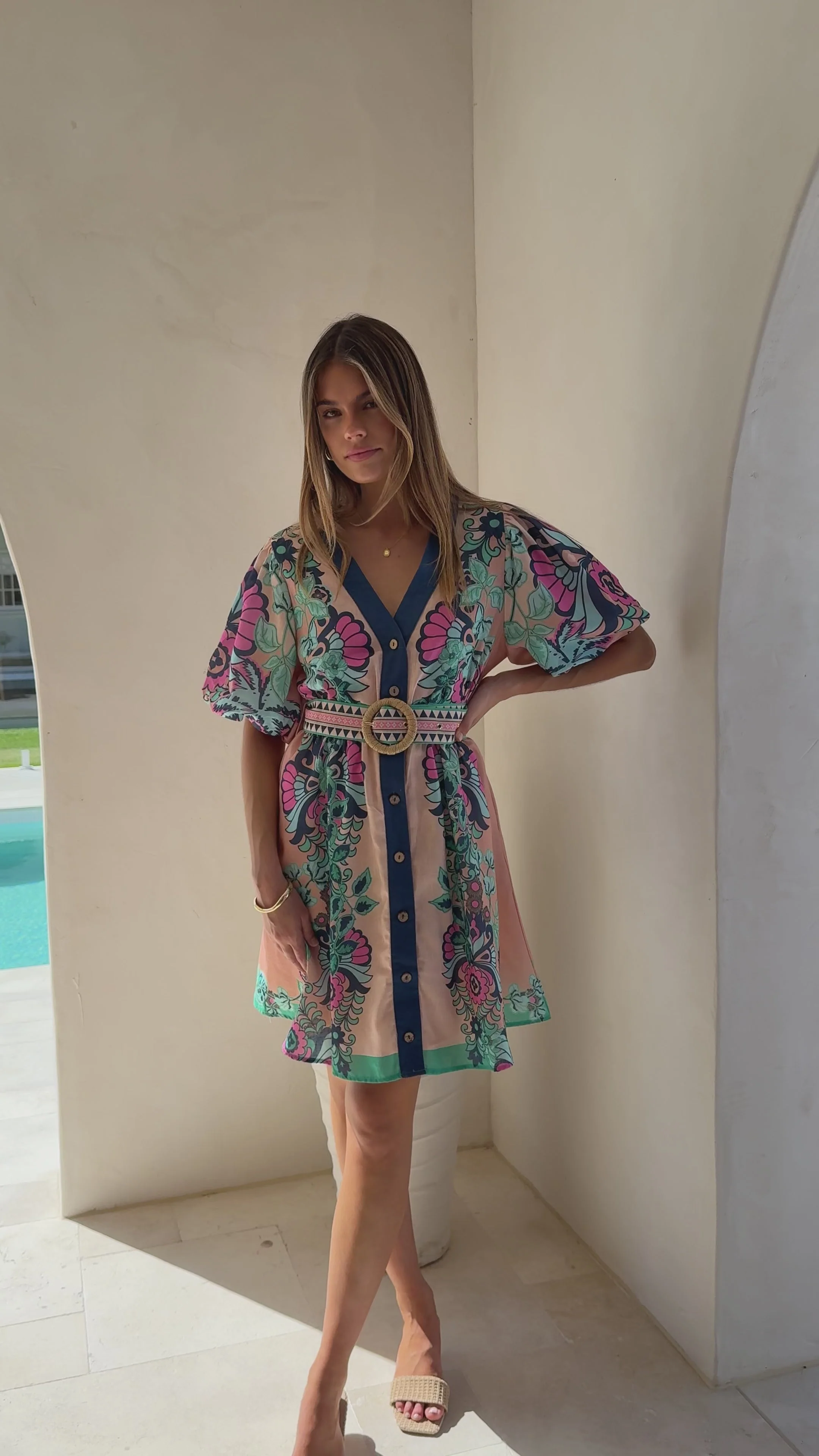 Dali Mini Dress - Island Bloom Pink