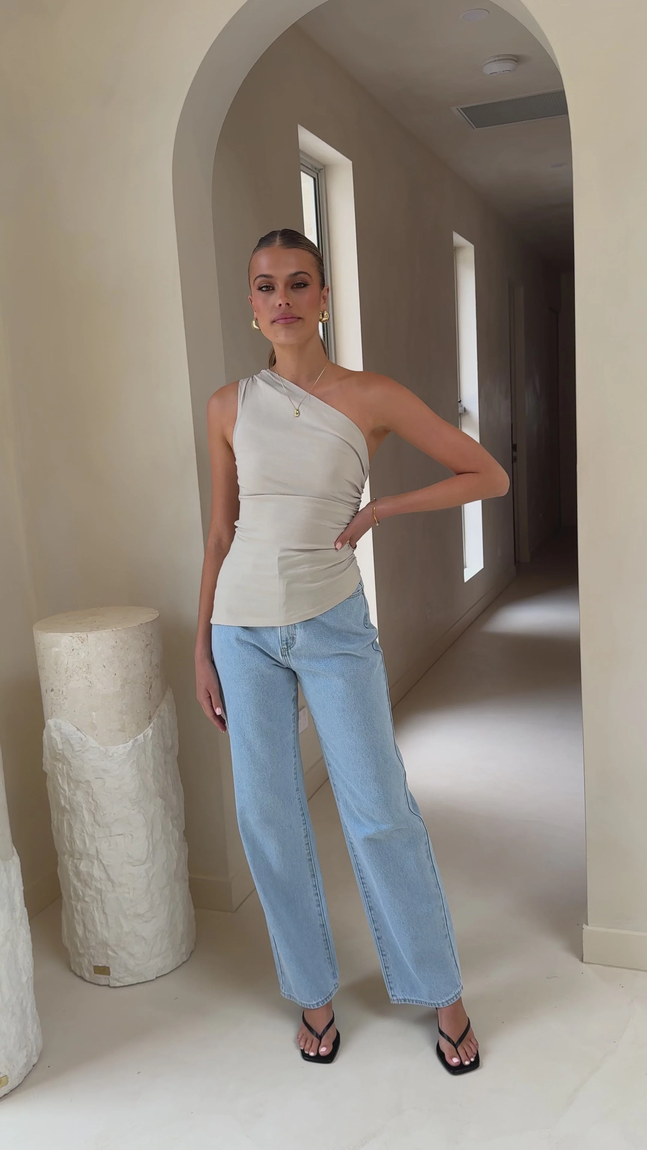 Cynthia One Shoulder Top - Stone