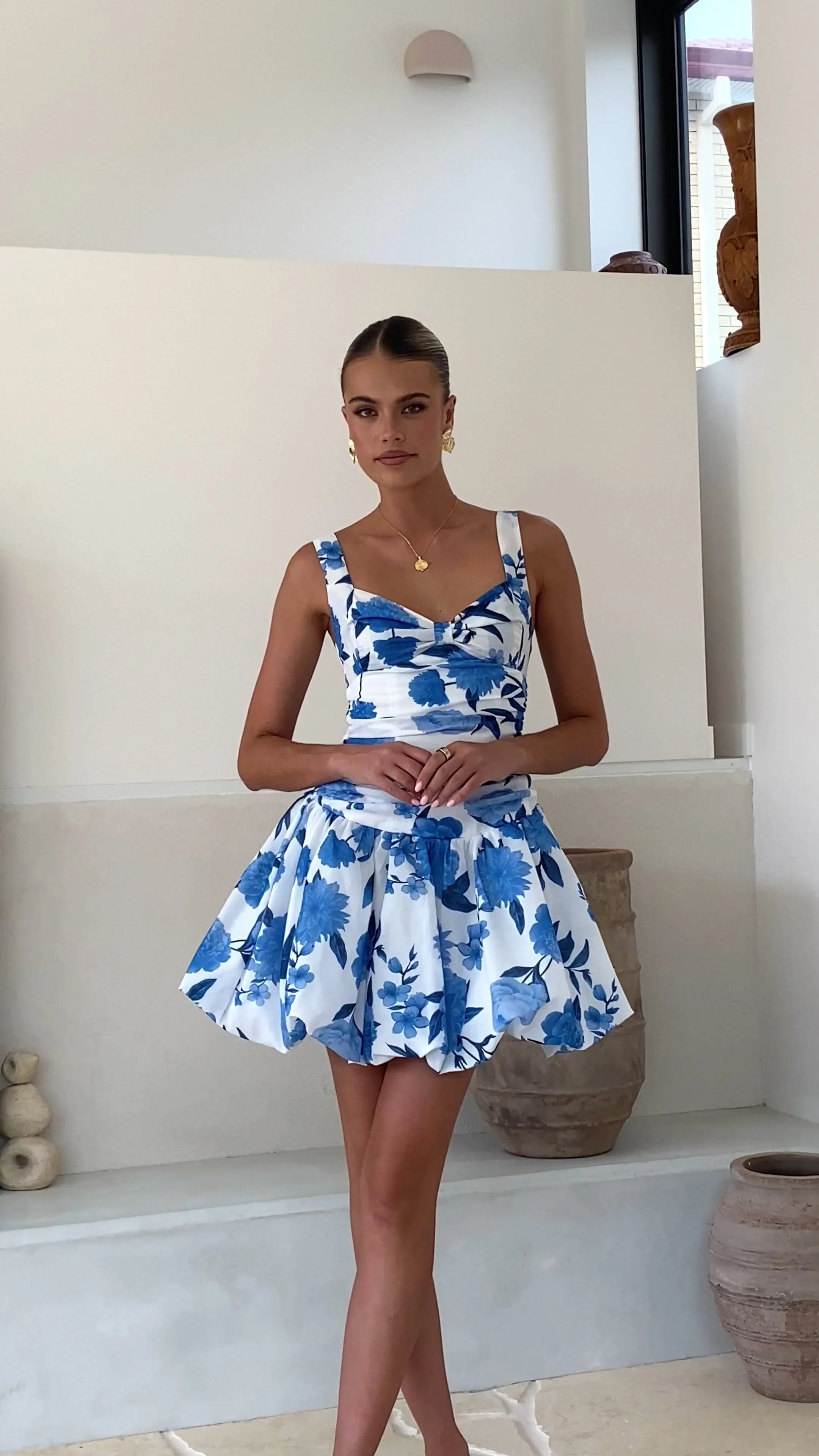 Pixie Mini Dress - Blue Floral