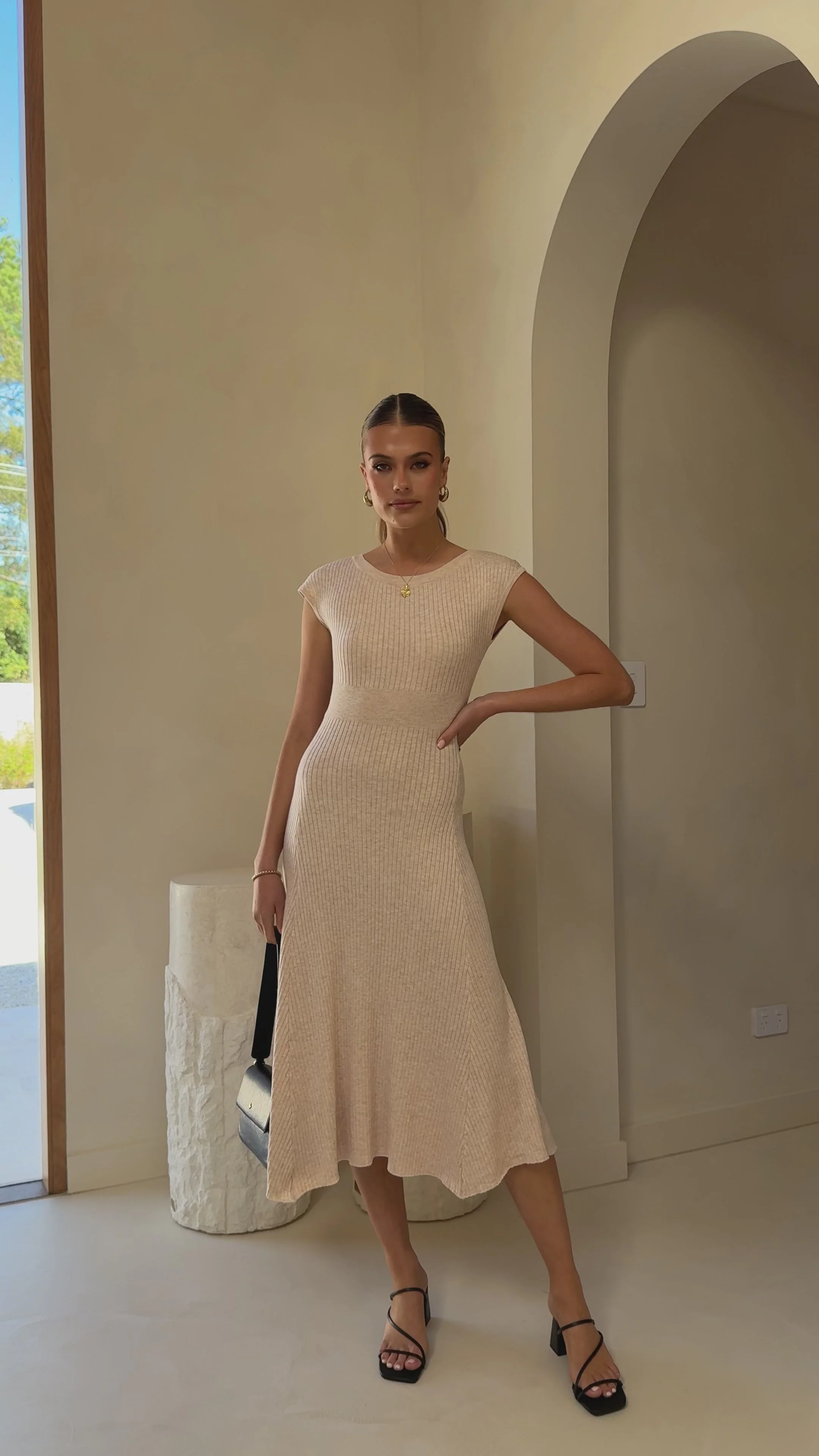 Seona Knit Midi Dress - Natural