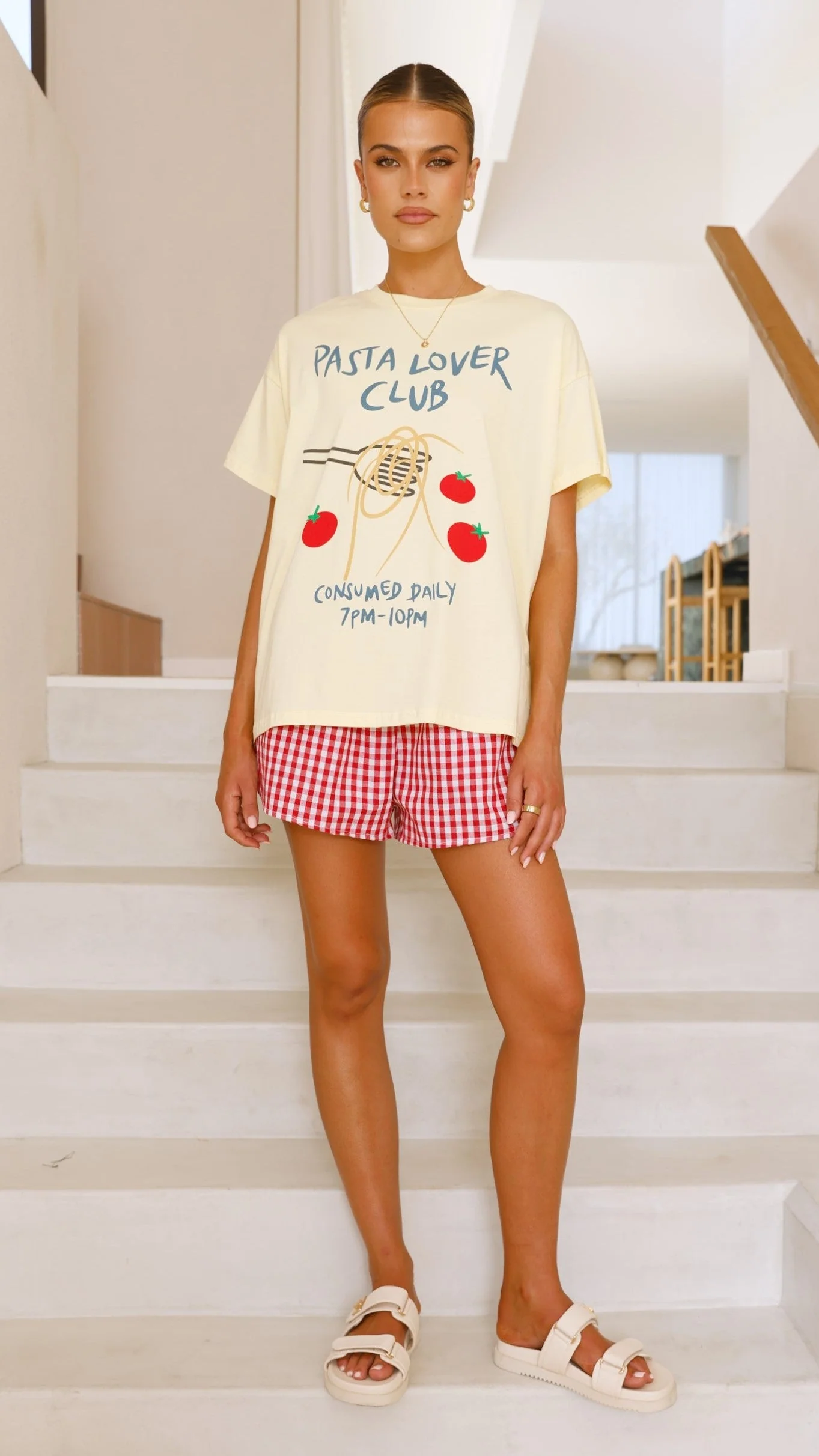 Pasta Lover Top and Shorts Set - Yellow/Red