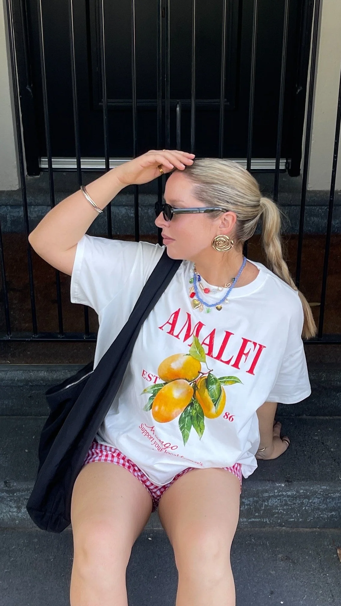 Amalfi Top and Shorts Set - Gingham Mango