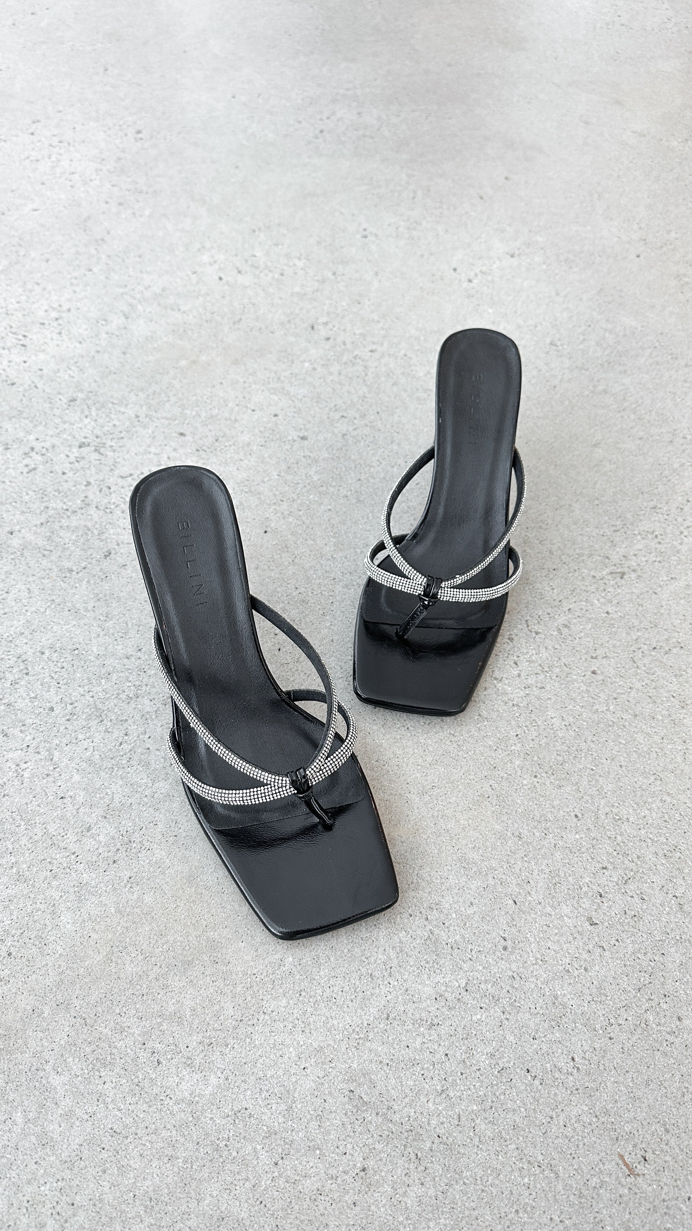 Karson Heel - Black Crinkle Diamante