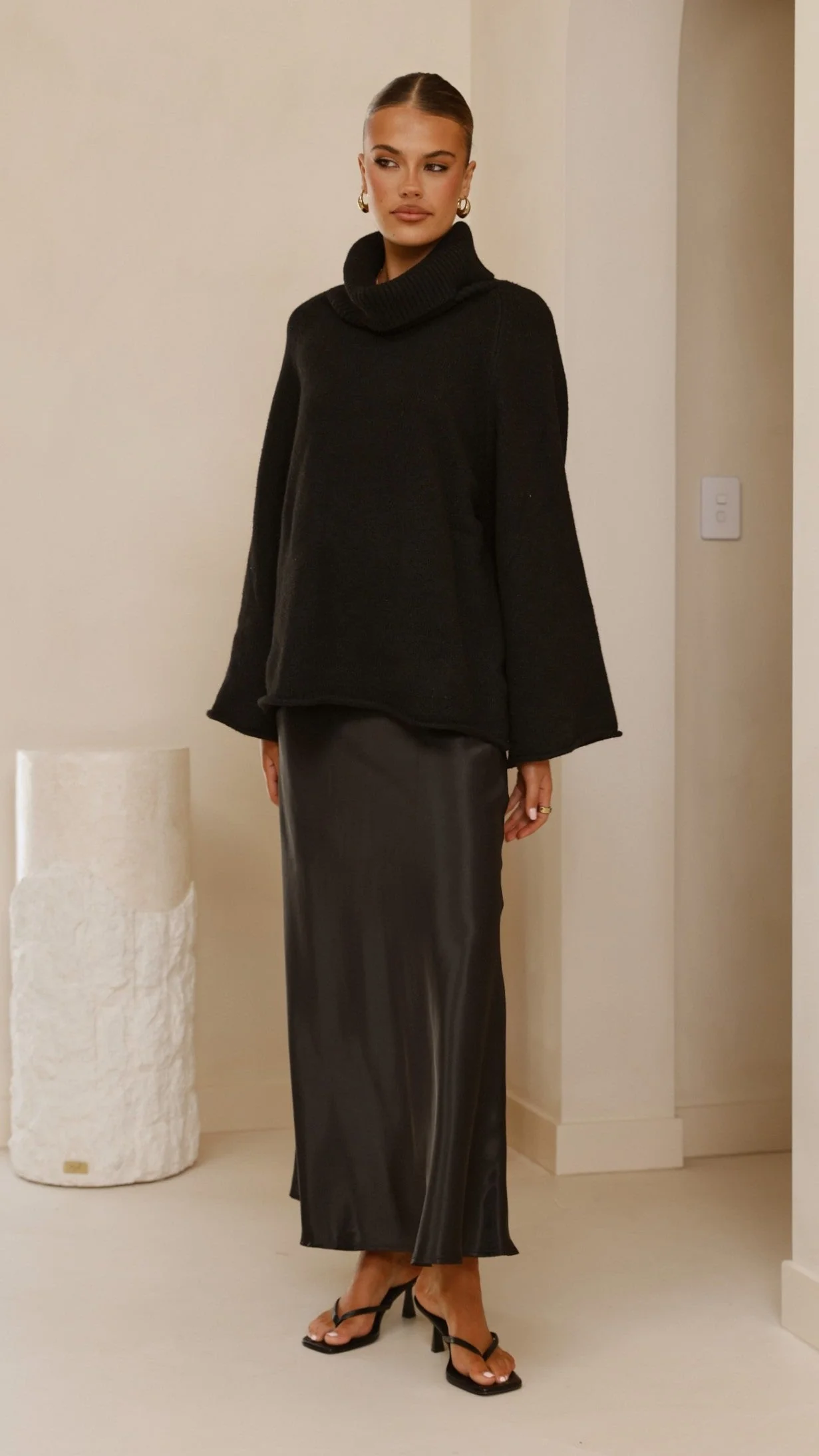 Darina Bias Cut Maxi Skirt - Black