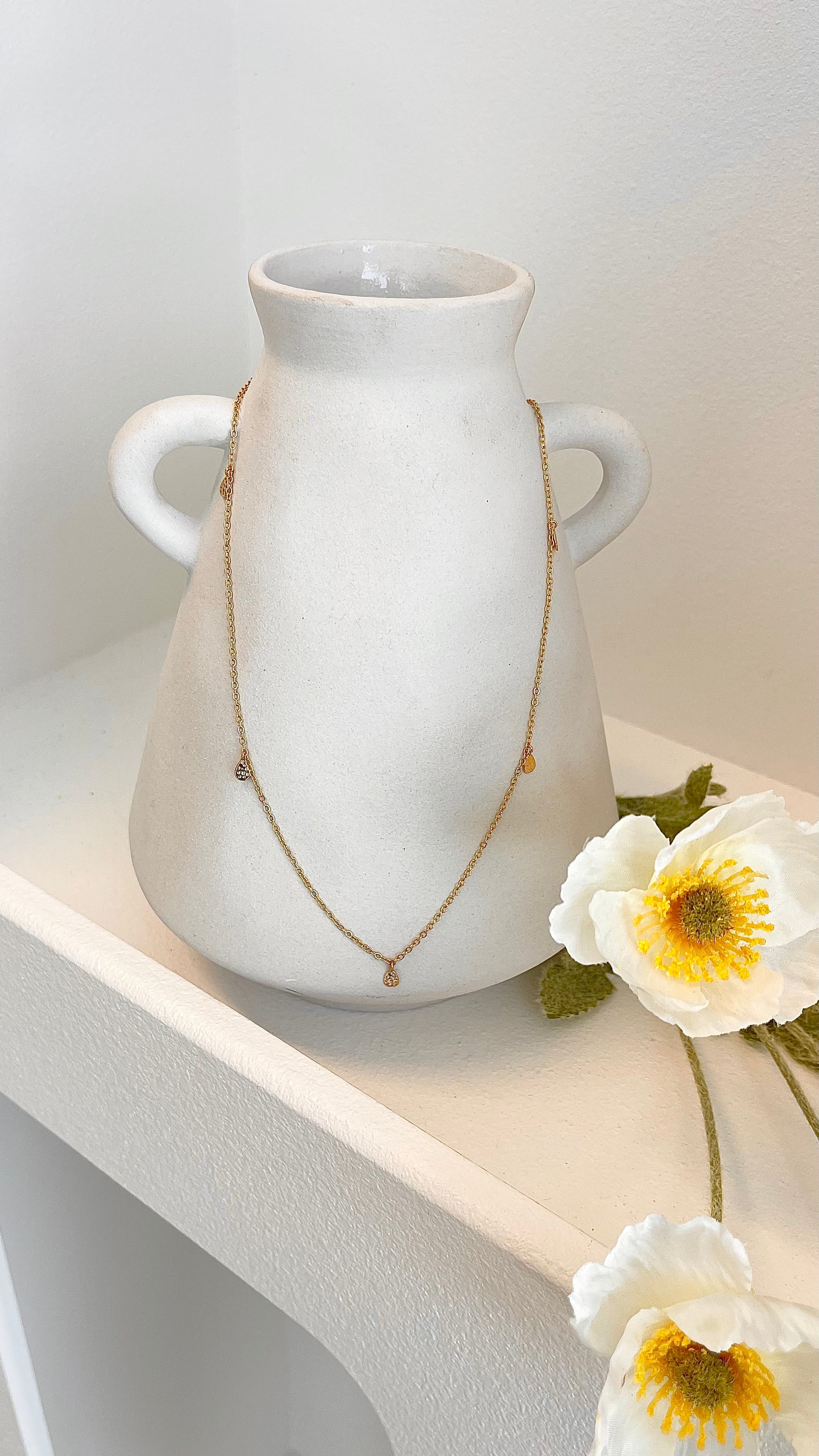 Diamanté Teardrop 18K Gold Plated Necklace - Gold