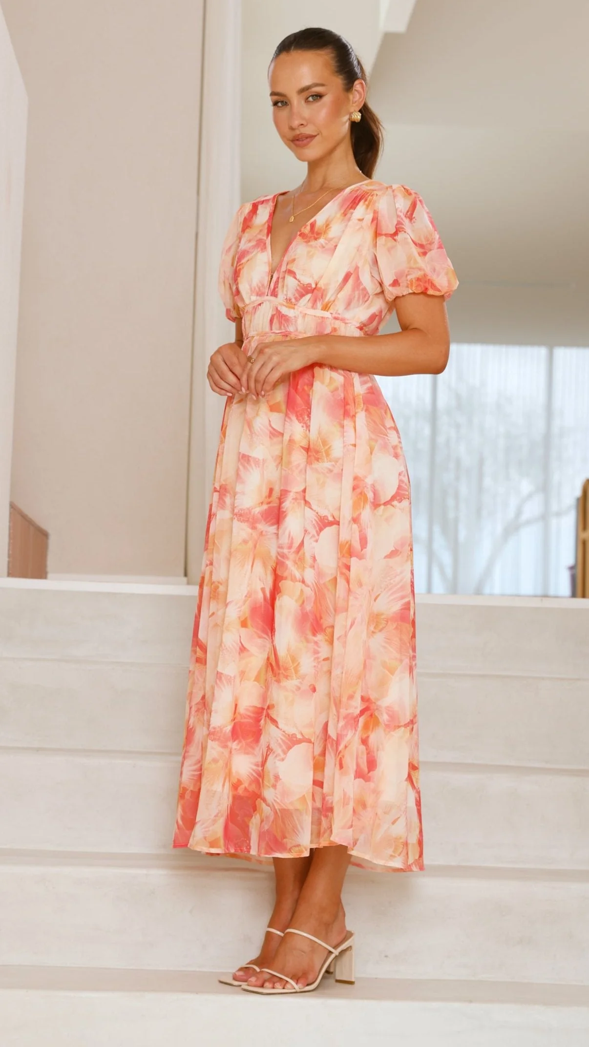 Talma Maxi Dress - Orange Floral