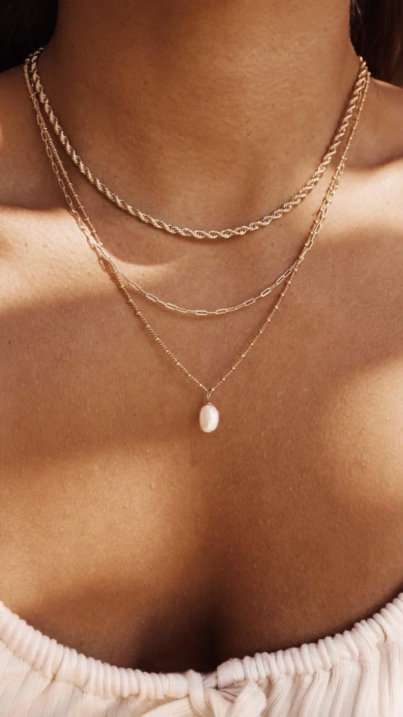 Wenda 14K Gold Necklace - Gold / Pearl