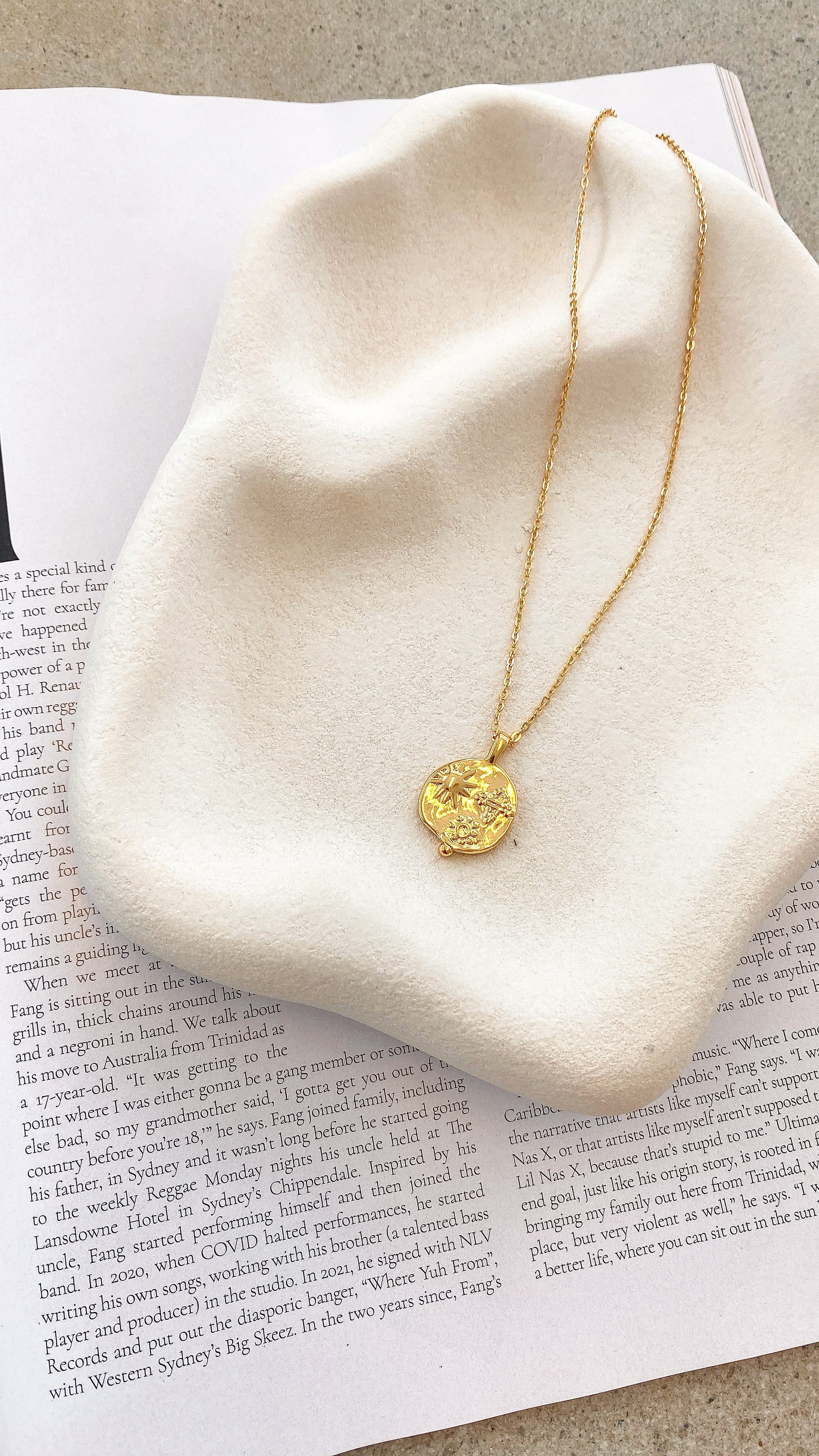 Ocean Coin Charm Necklace - Gold