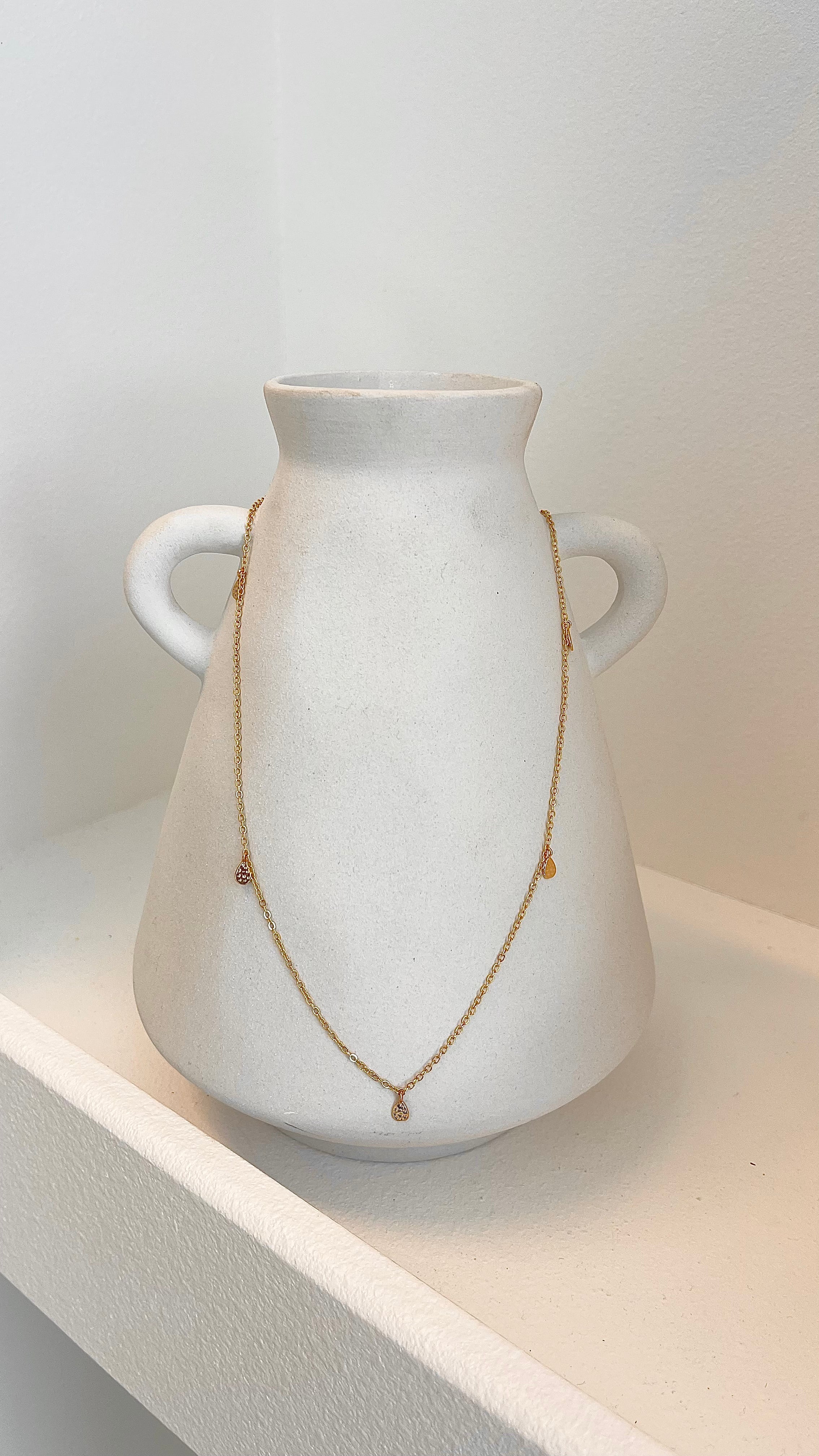 Diamanté Teardrop 18K Gold Plated Necklace - Gold