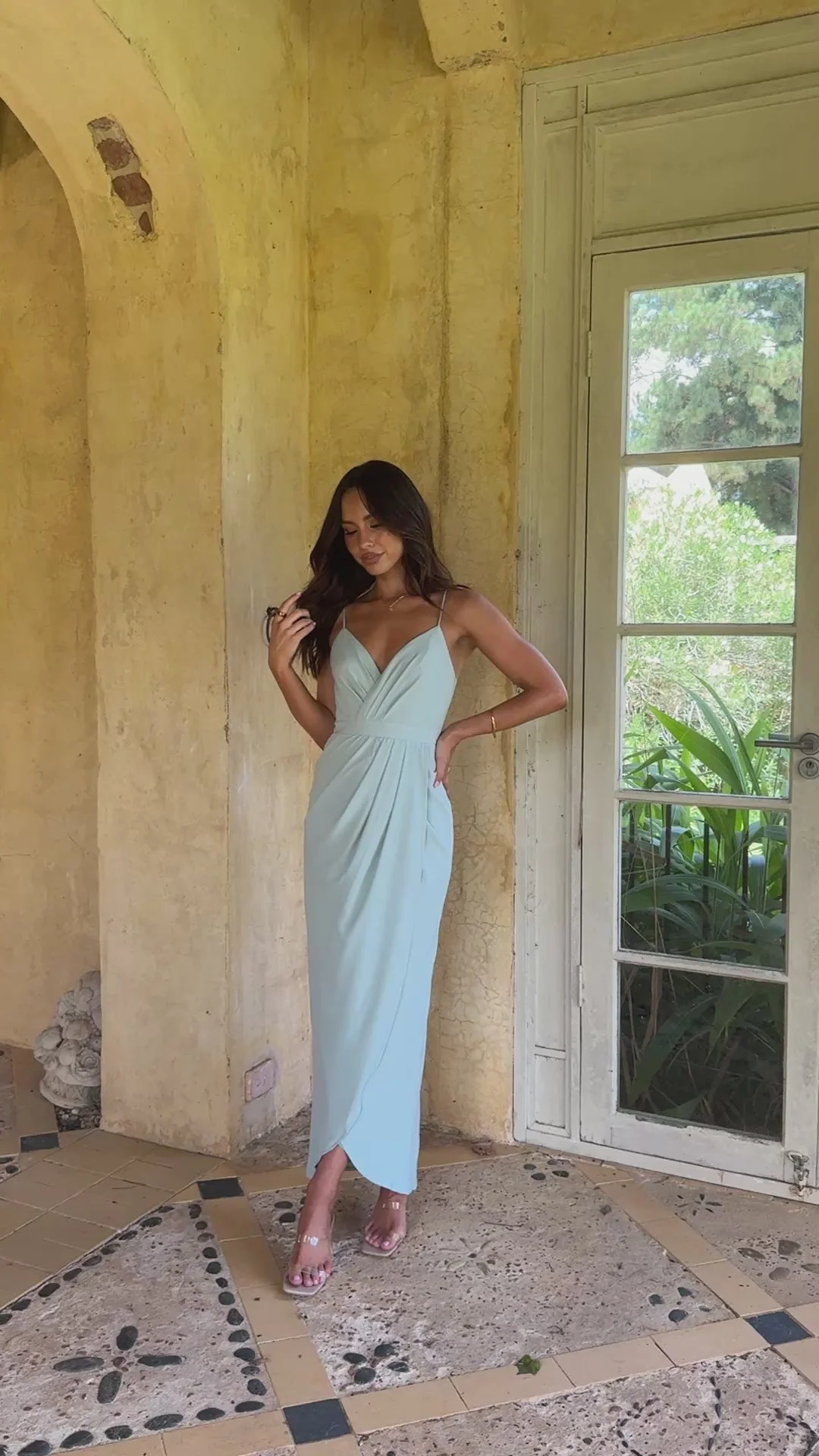 Charlotte Draped Maxi Dress - Sage