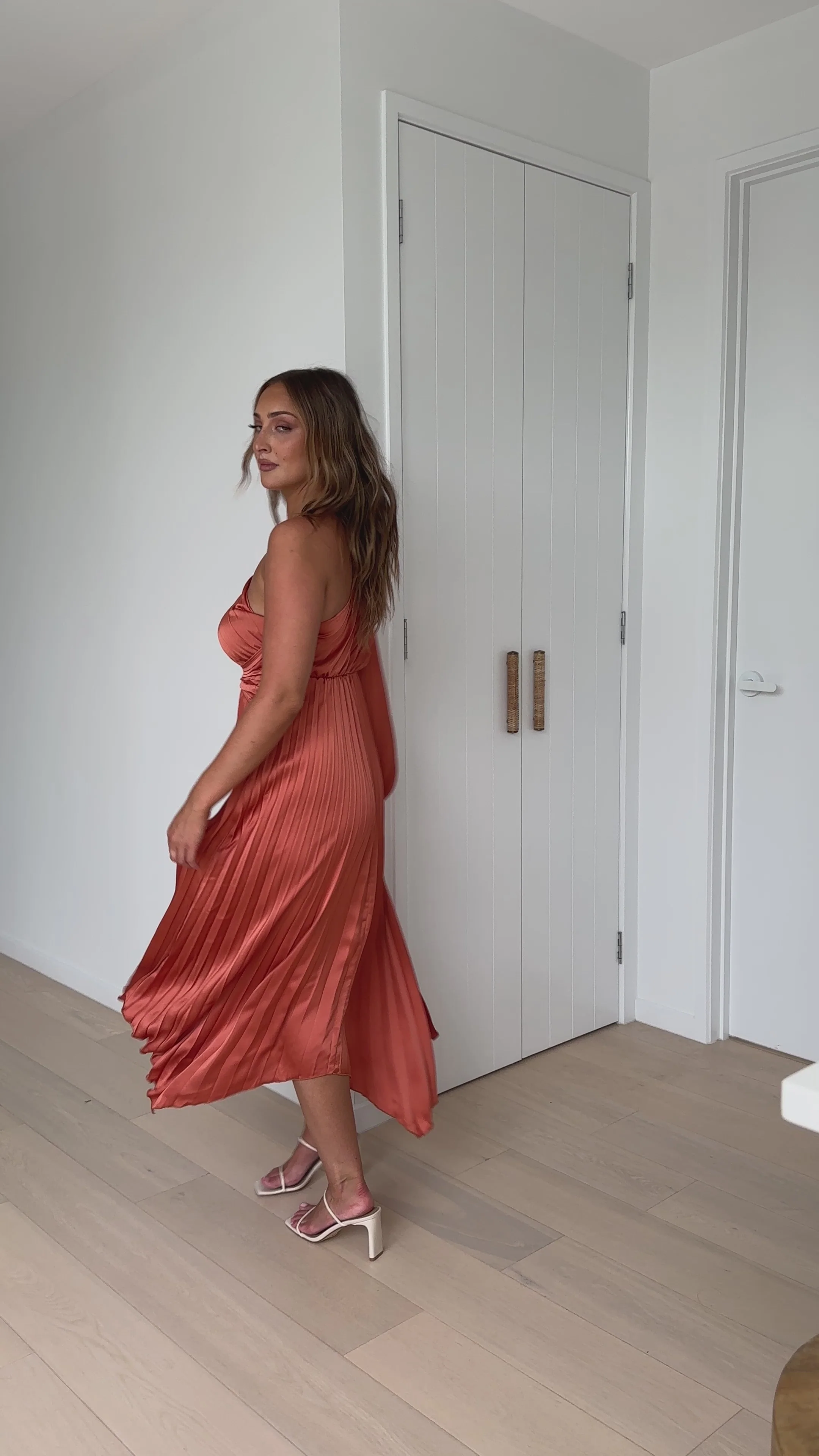 Brooklyn One Shoulder Midi Dress - Copper