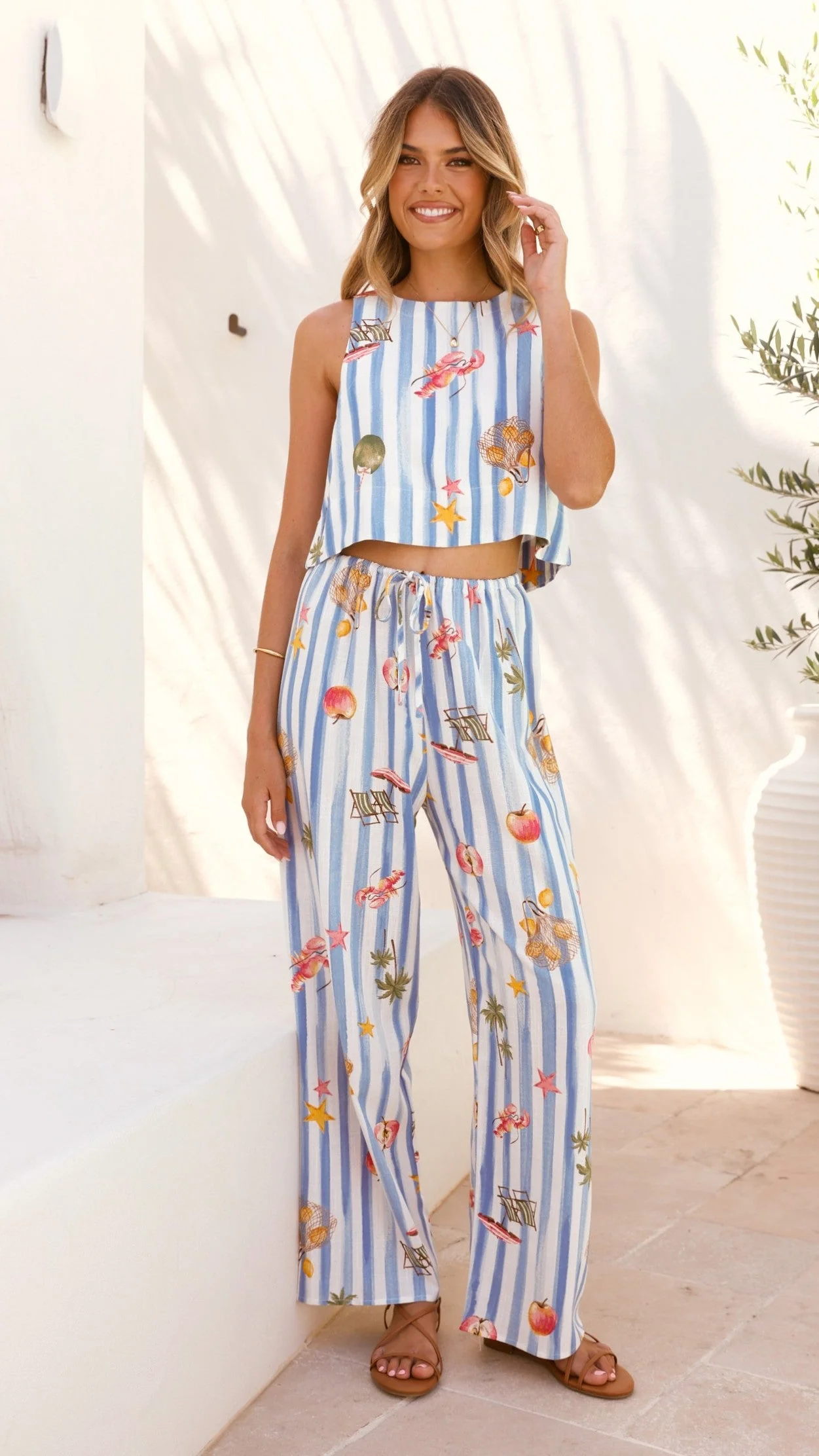 Alejandro Pants - Striped Sailor Print