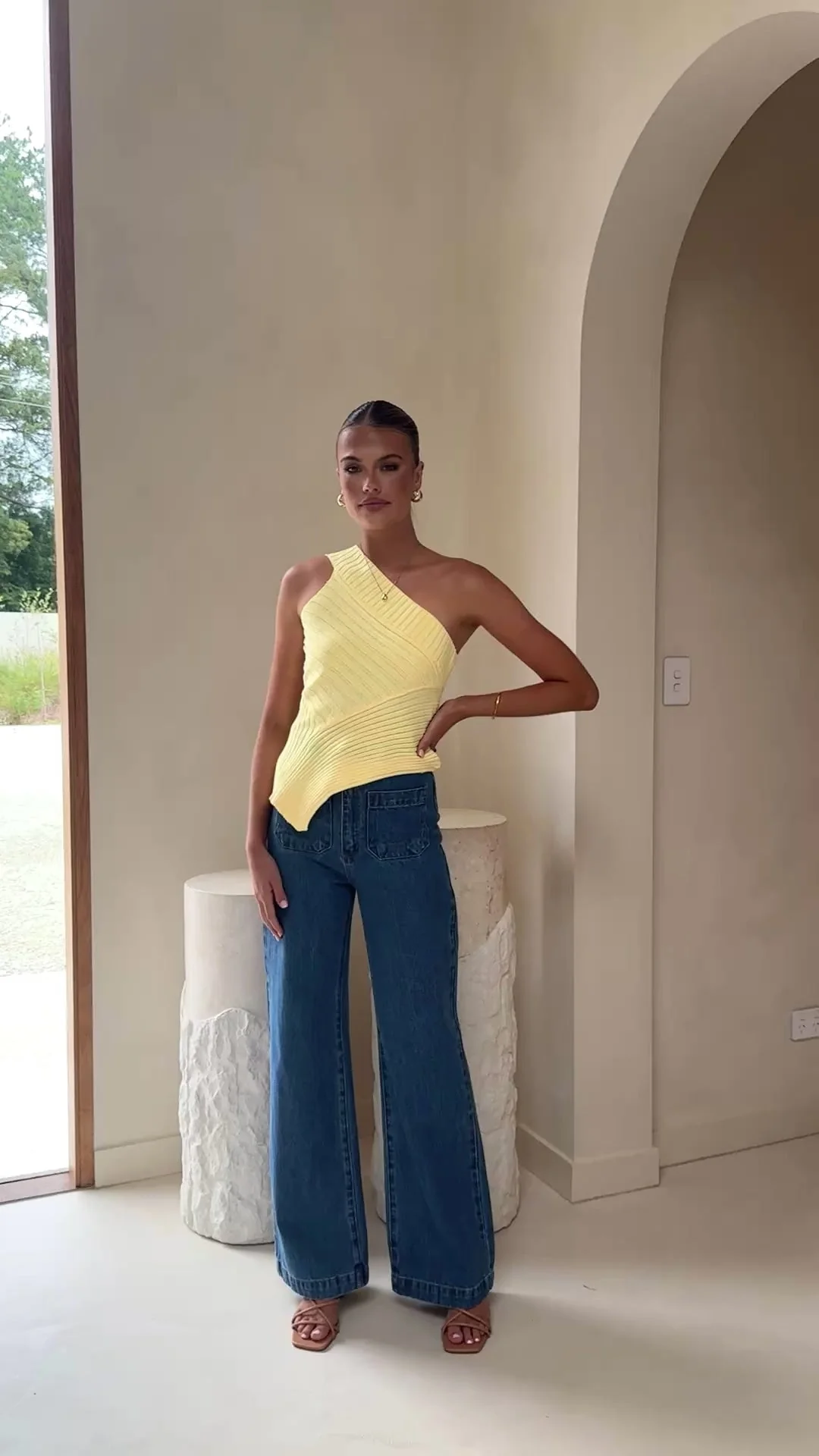 Alyssia One Shoulder Top - Yellow