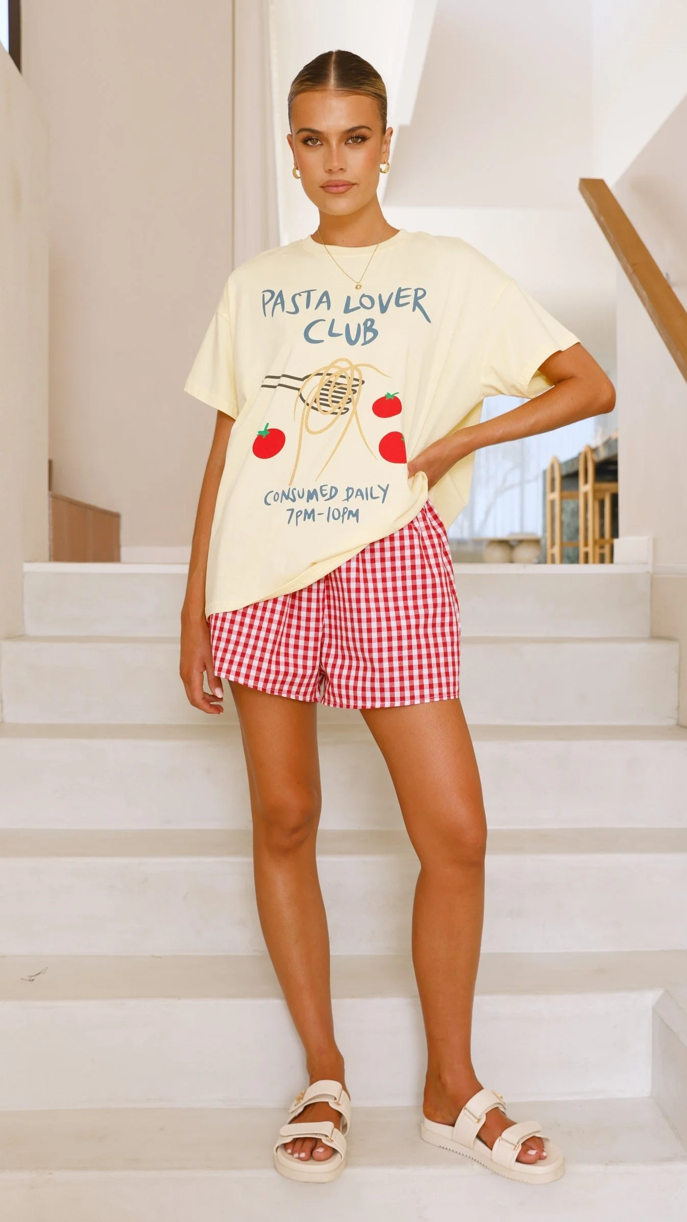 Pasta Lover Top and Shorts Set - Yellow/Red