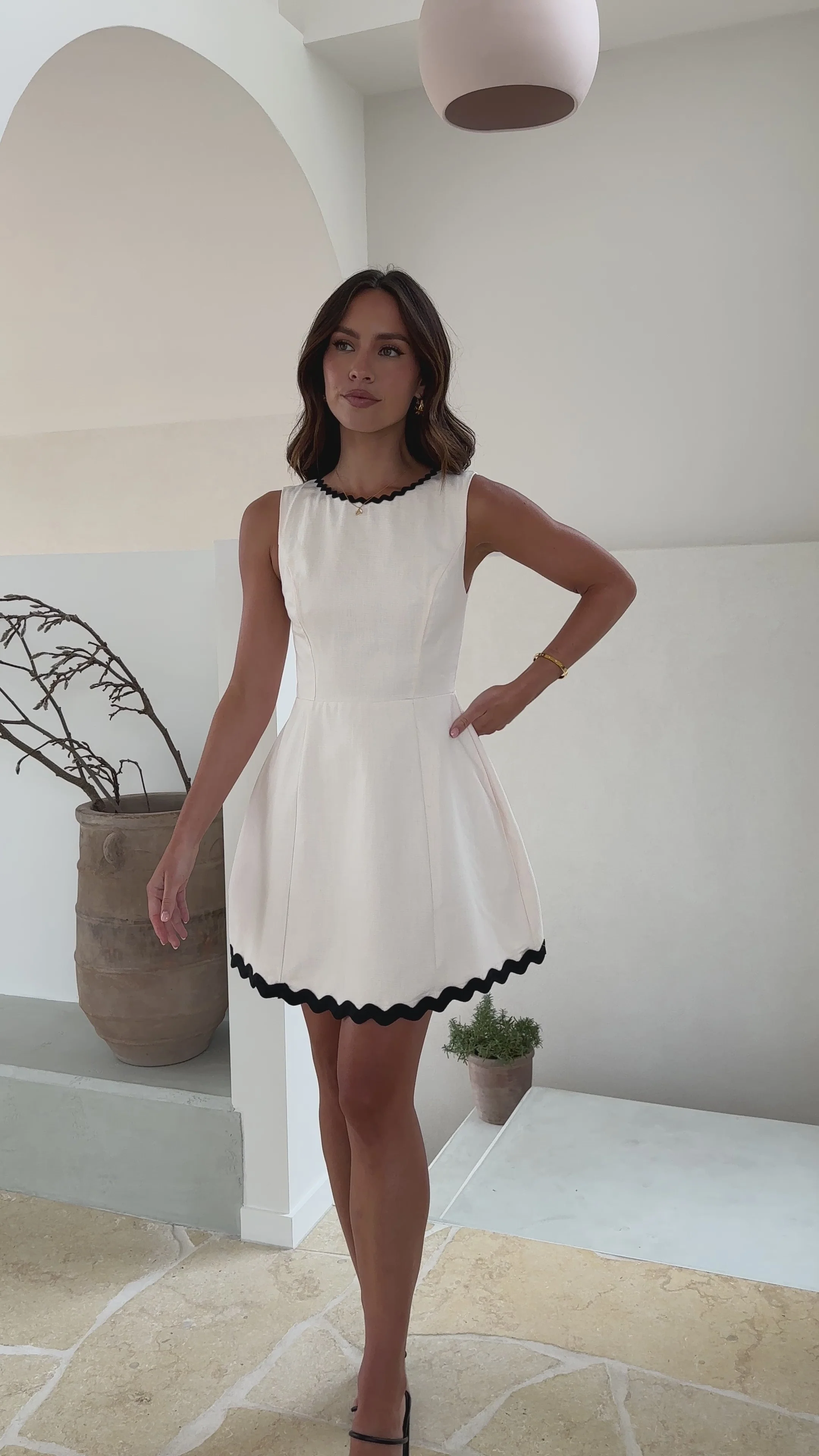 Aceline Mini Dress - Oat/Black