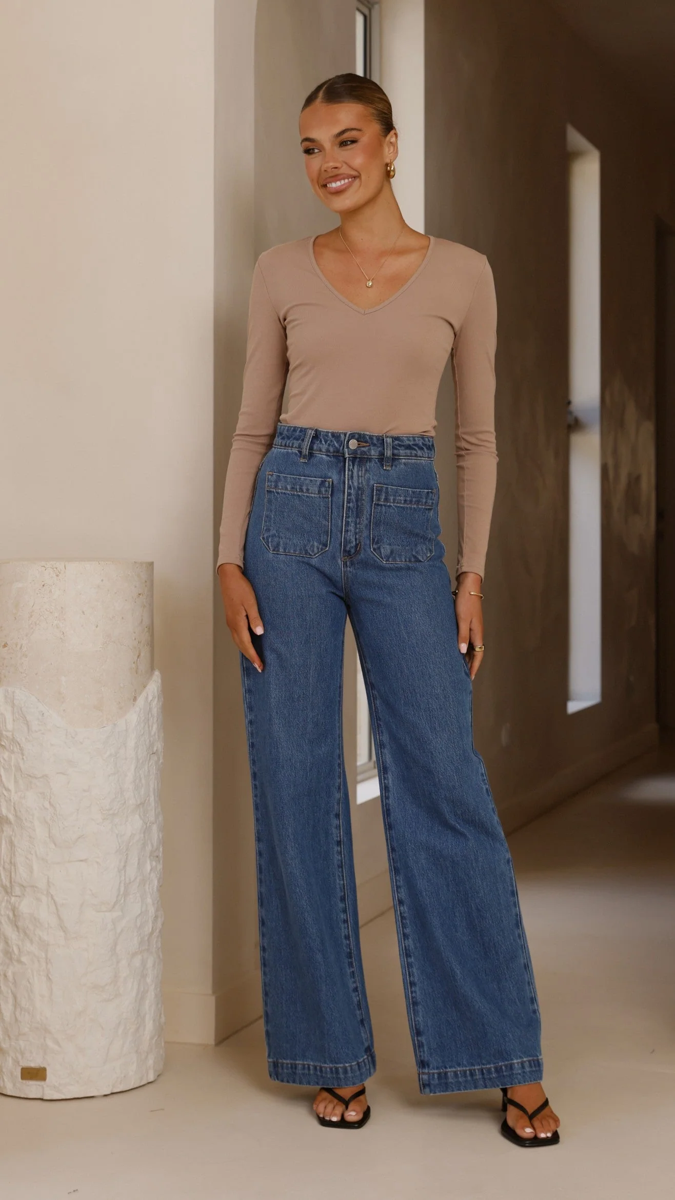 Vienna Long Sleeve Top - Mocha