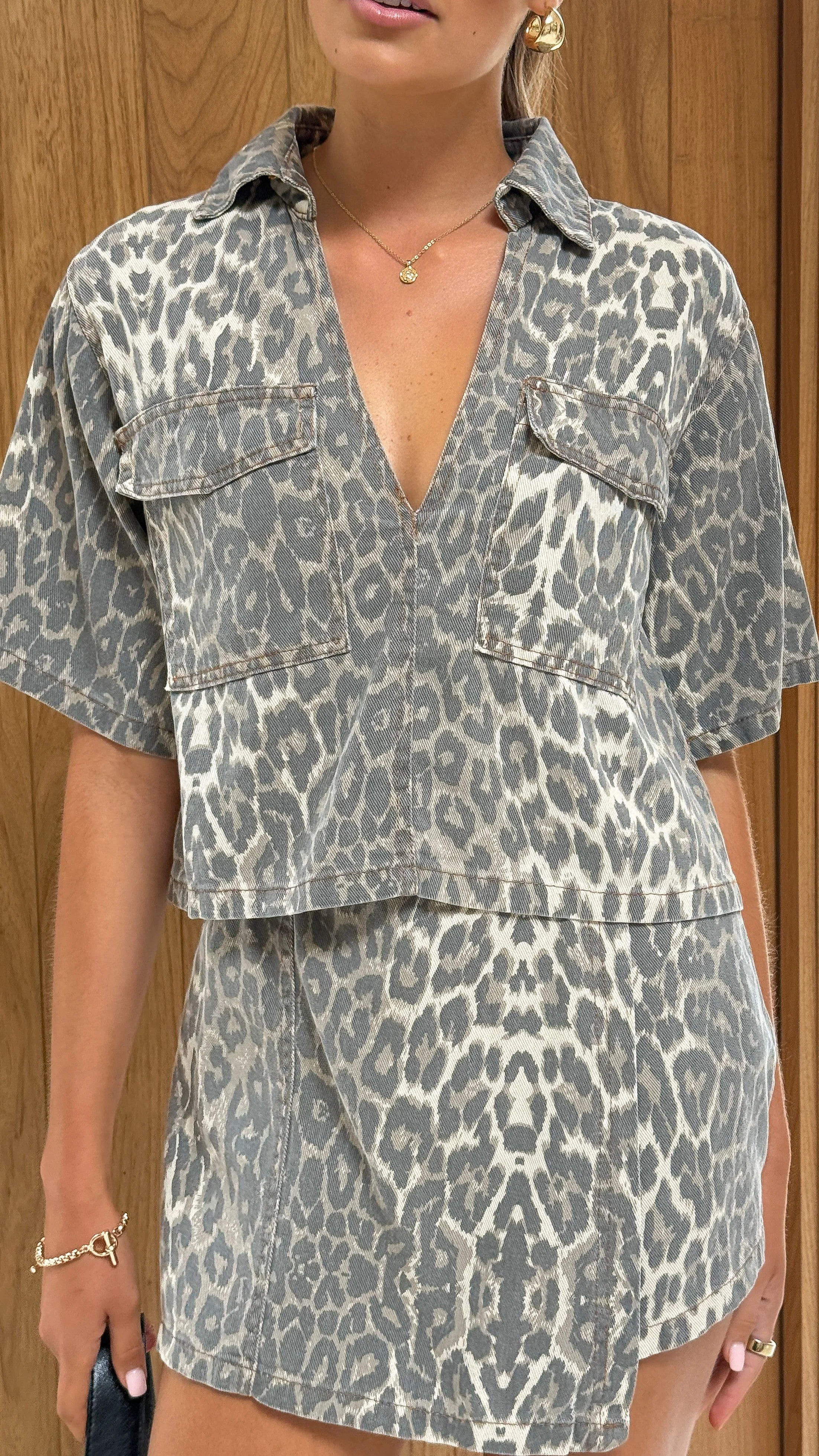 Olivia Top and Skort Set - Leopard Print