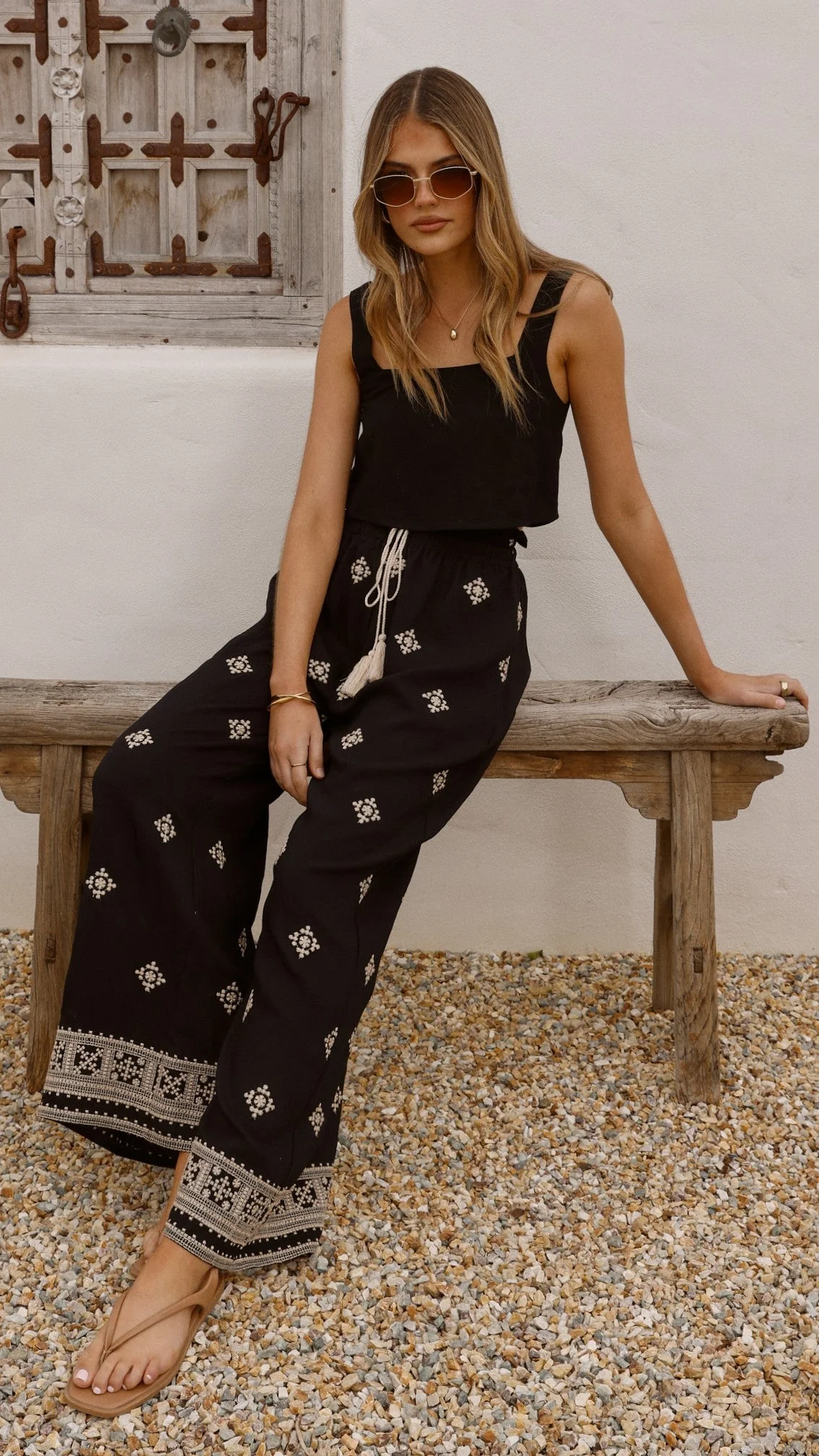 Deni Pants - Black/Beige