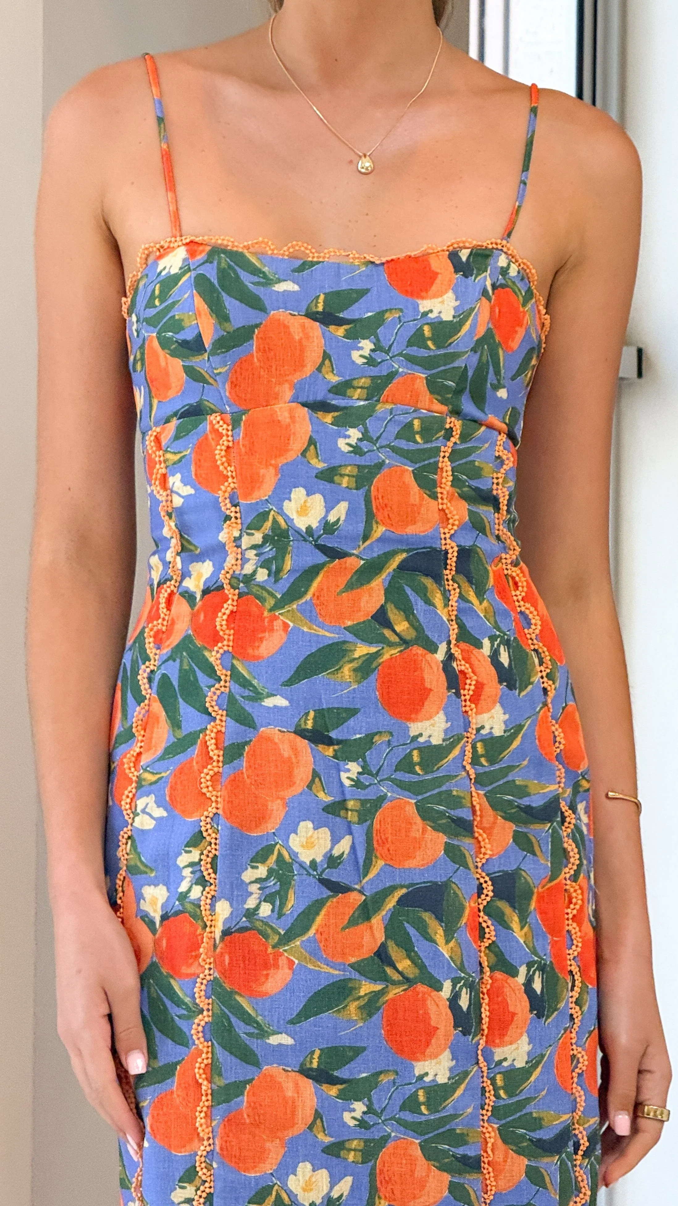 Carlia Midi Dress - Orange Print