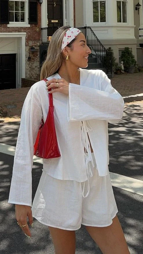 Iveena Top and Shorts Set - White