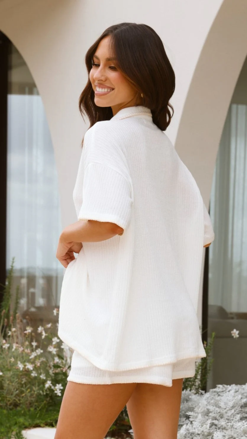 Eden Knit Top and Shorts Set - White