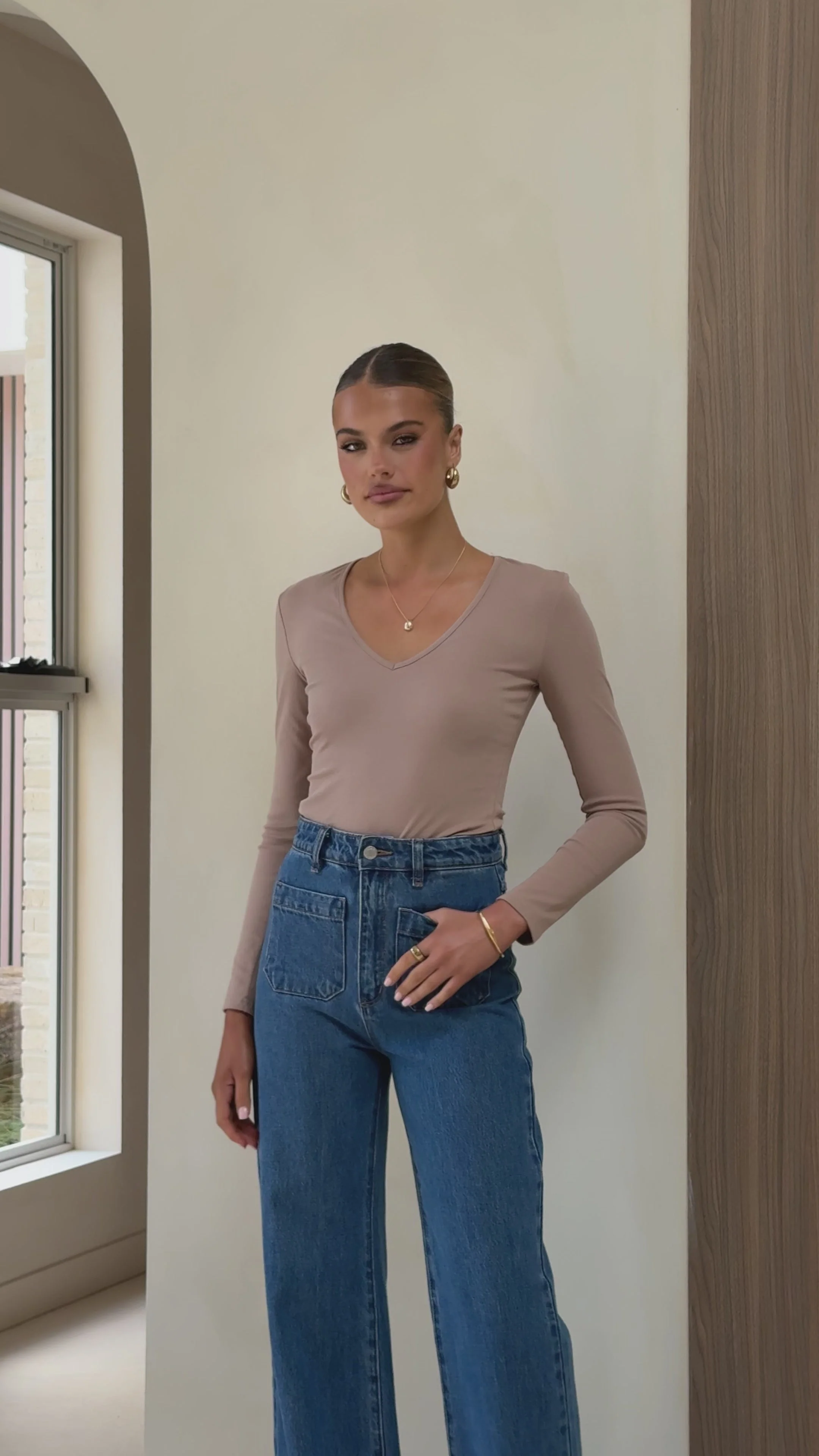 Vienna Long Sleeve Top - Mocha