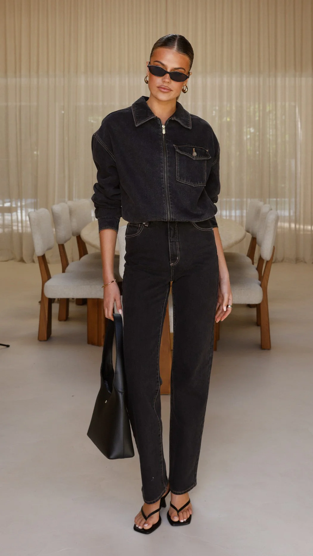 Abrand Denim Bomber Cara - Washed Black