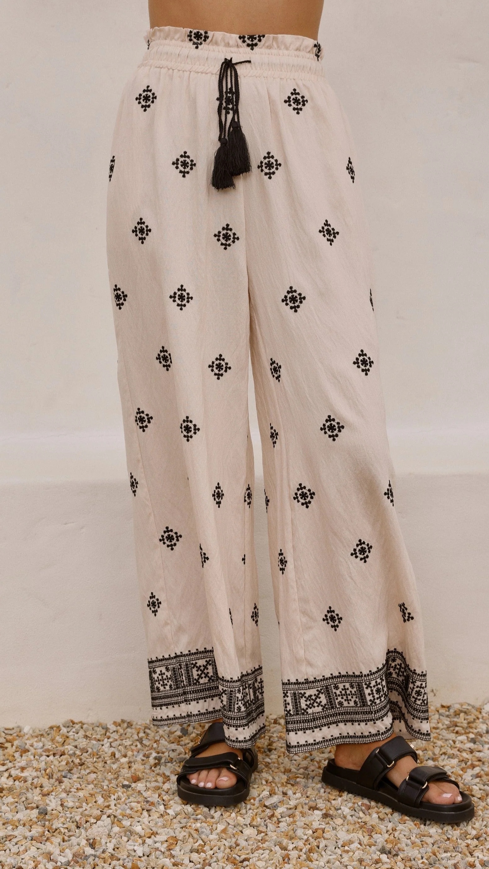 Deni Pants - Beige/Black