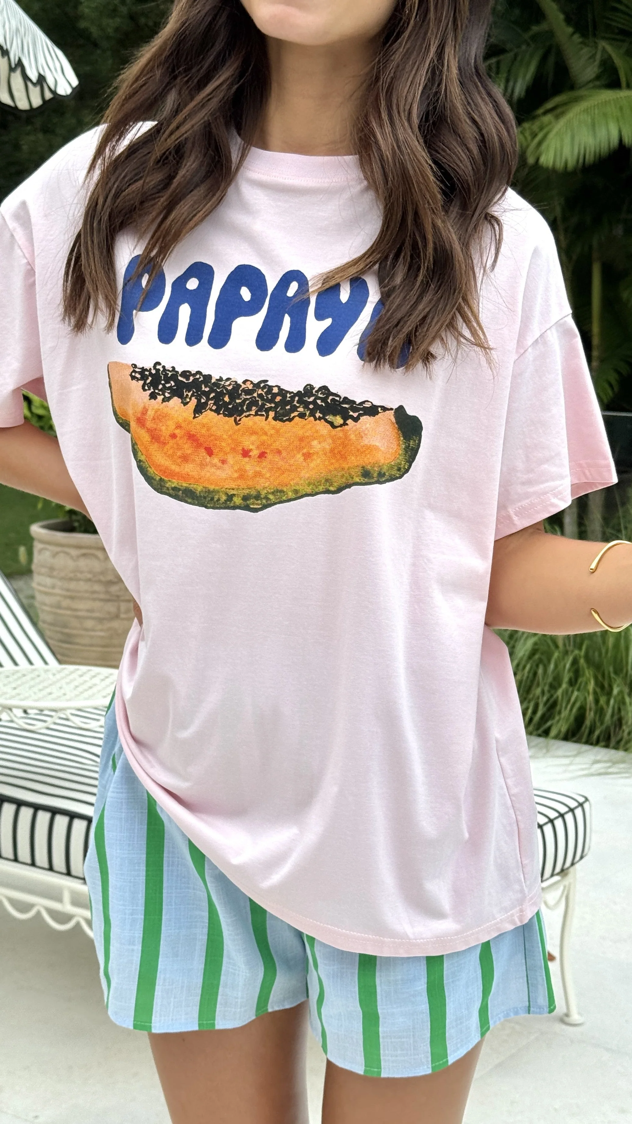 Sliced Papaya Top and Shorts Set - Pink/Blue
