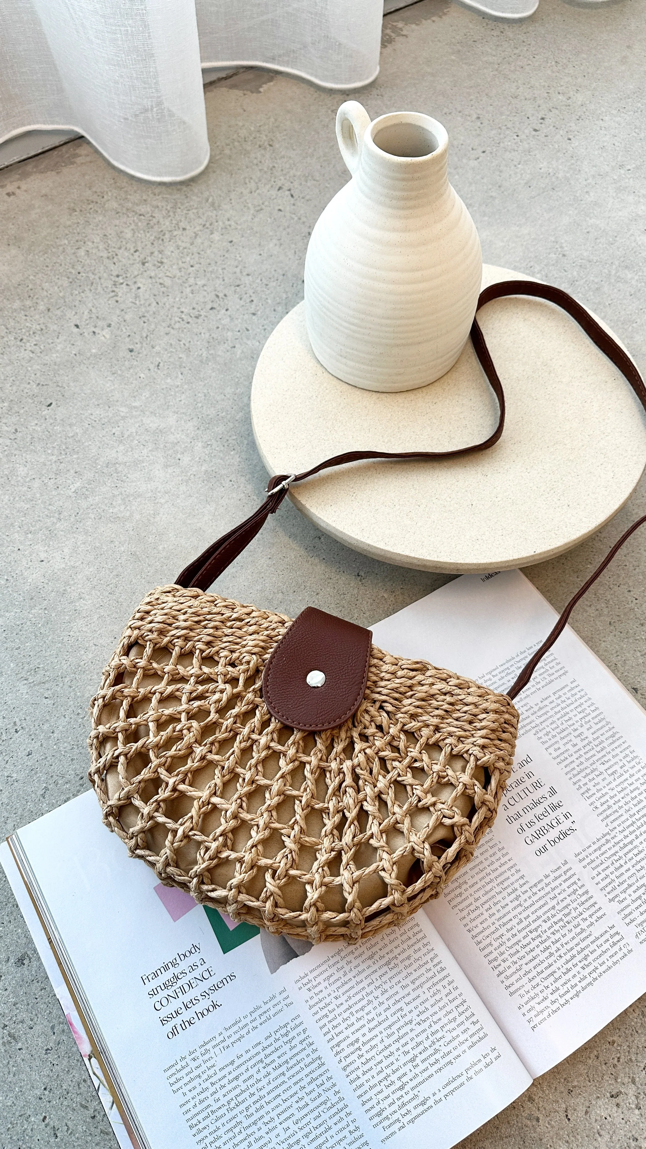 Marielle Half Moon Bag - Straw