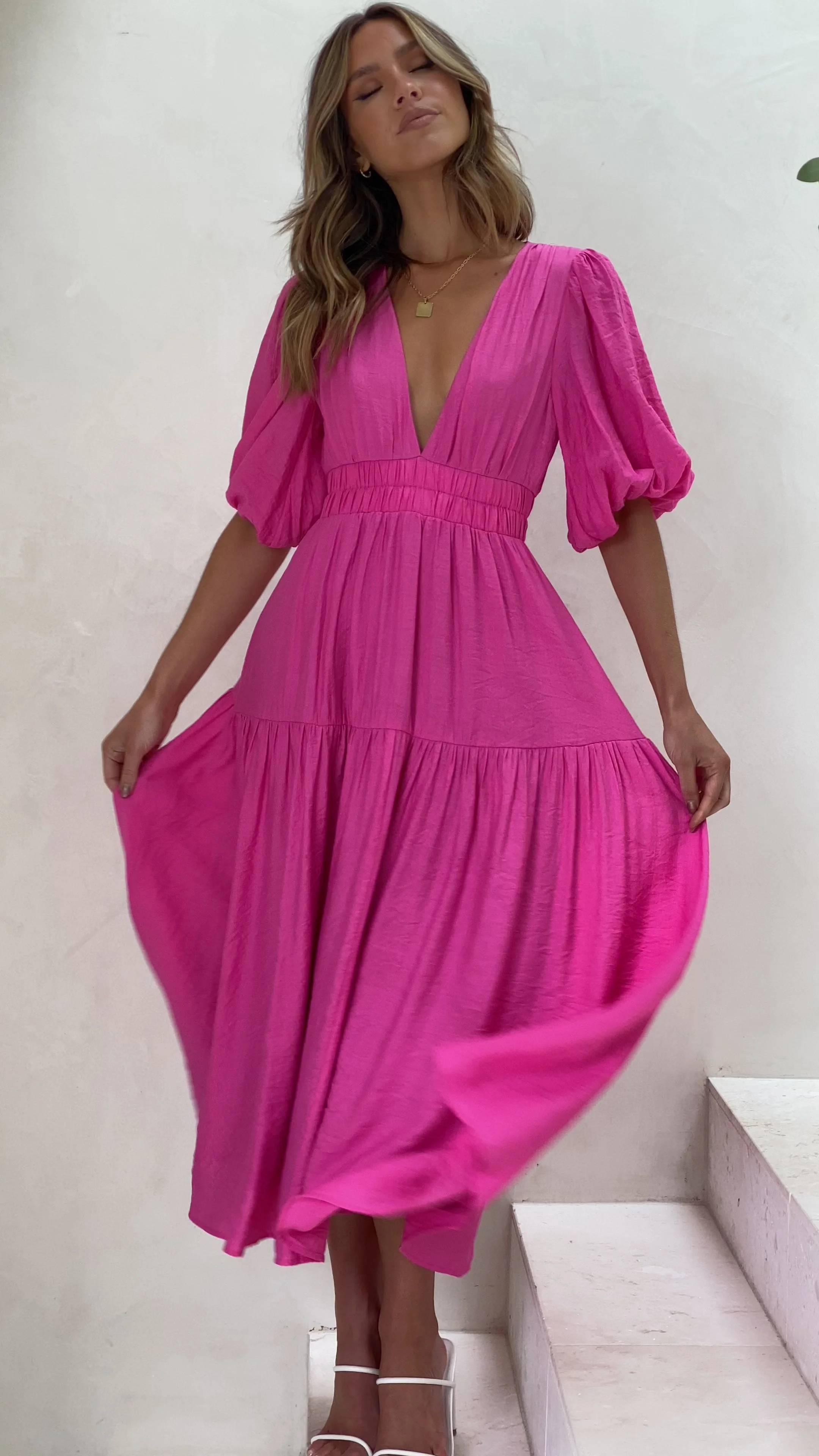 Erin Midi Dress - Pink