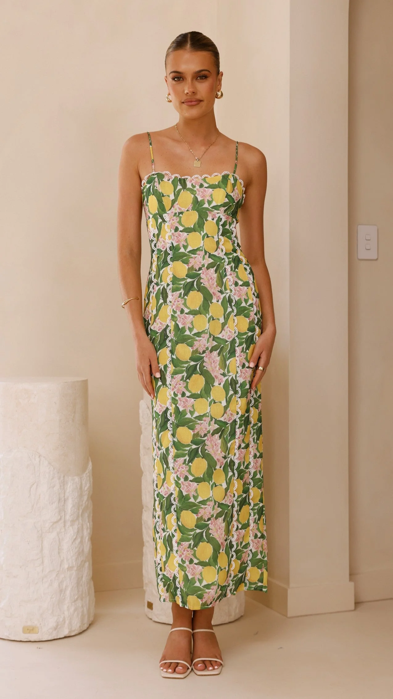 Carlia Midi Dress - Lemon Print