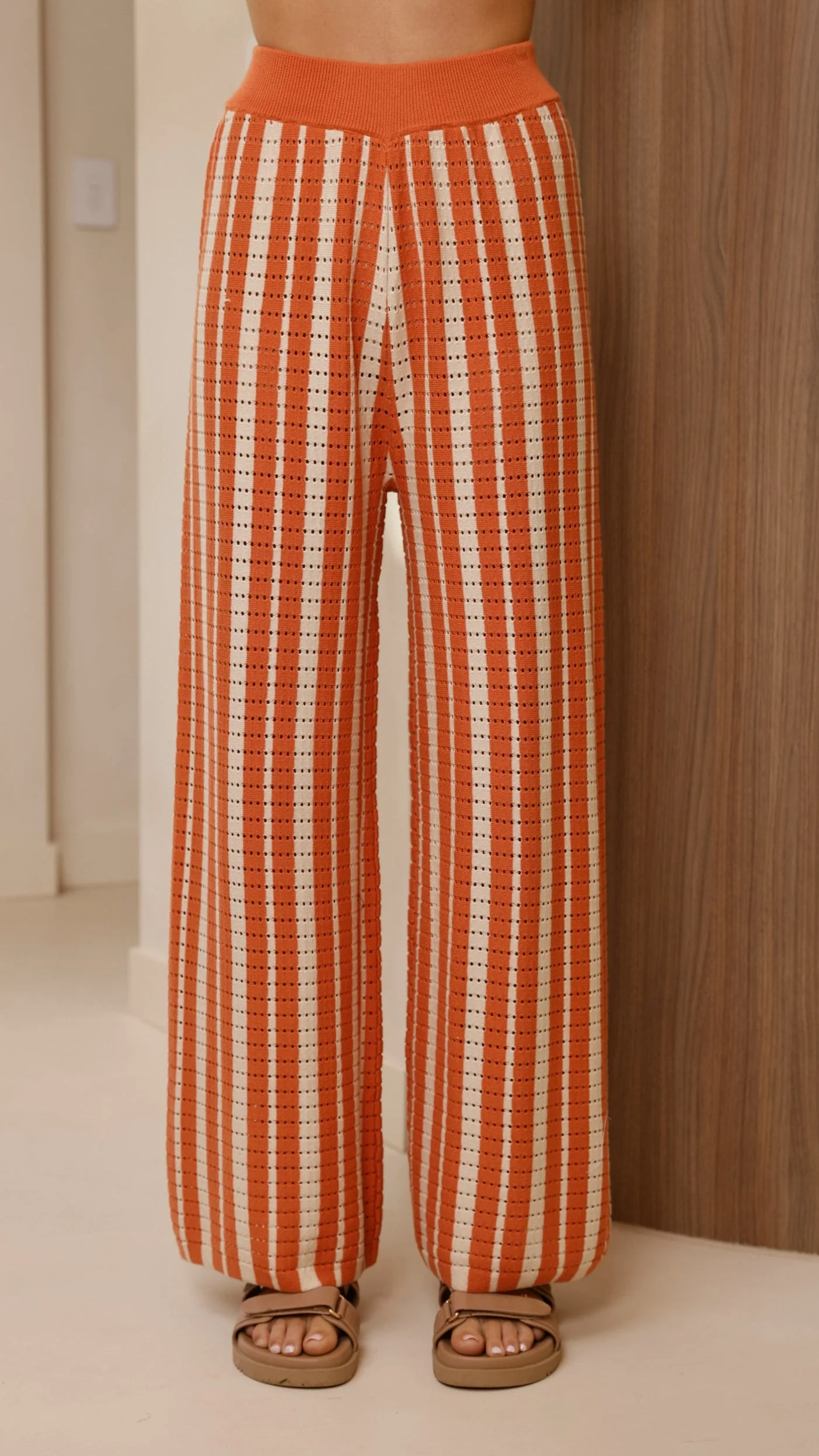 Layla Knit Wide Leg Pants - Orange