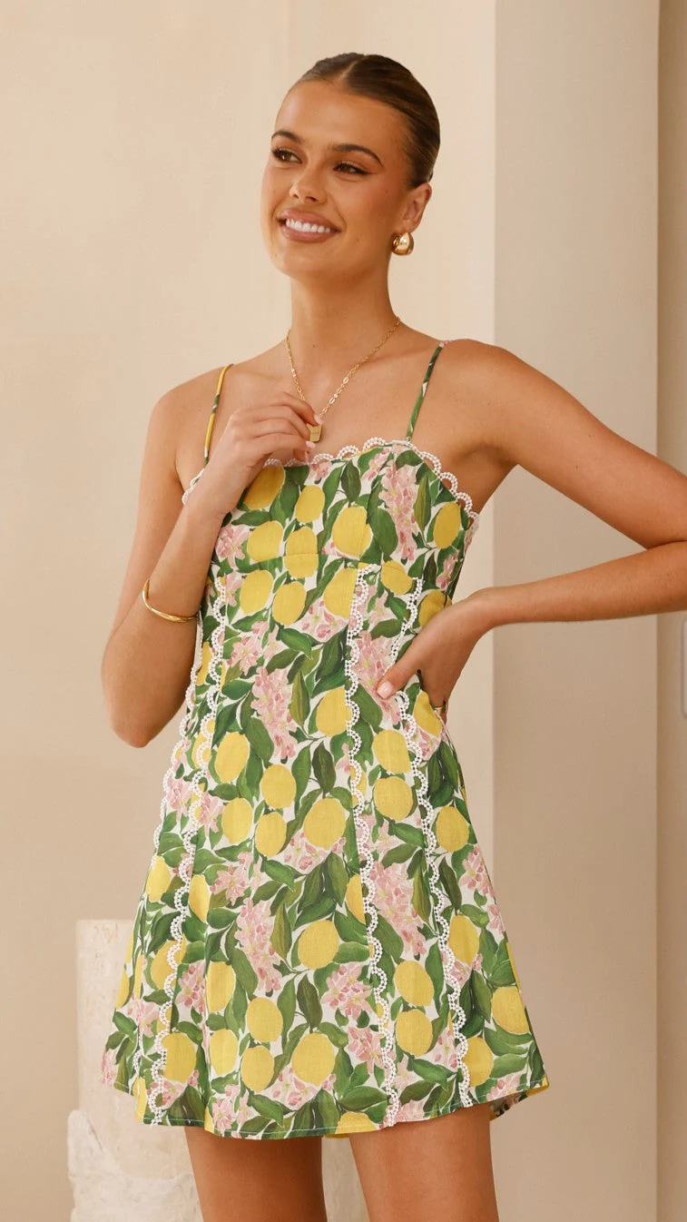Cartia Mini Dress - Lemon Print