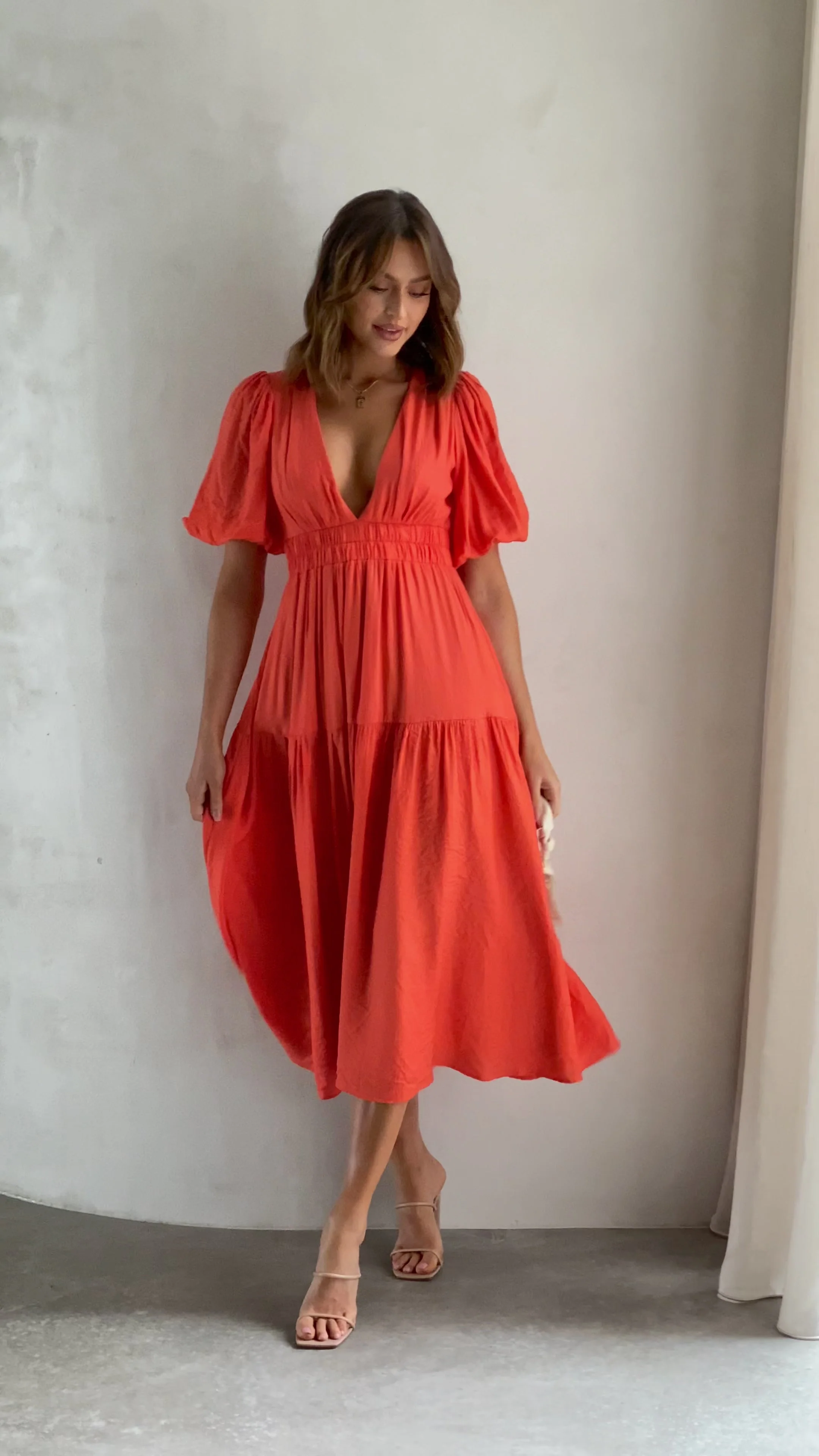 Erin Midi Dress - Melon