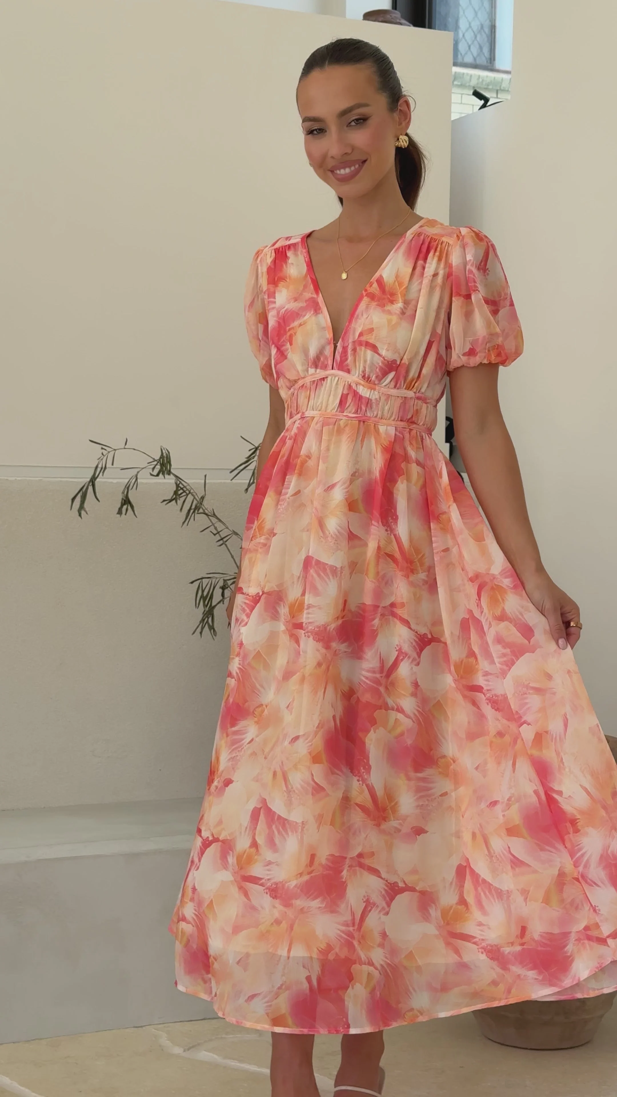 Talma Maxi Dress - Orange Floral