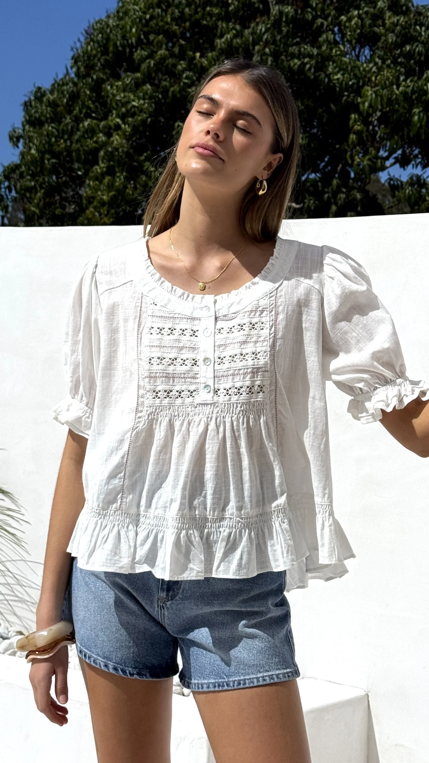 Kamilia Frill Top - White