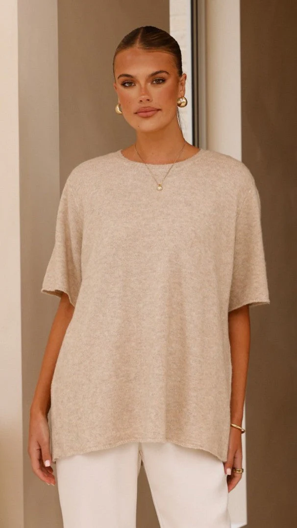 Tahlia Knit Top - Oatmeal