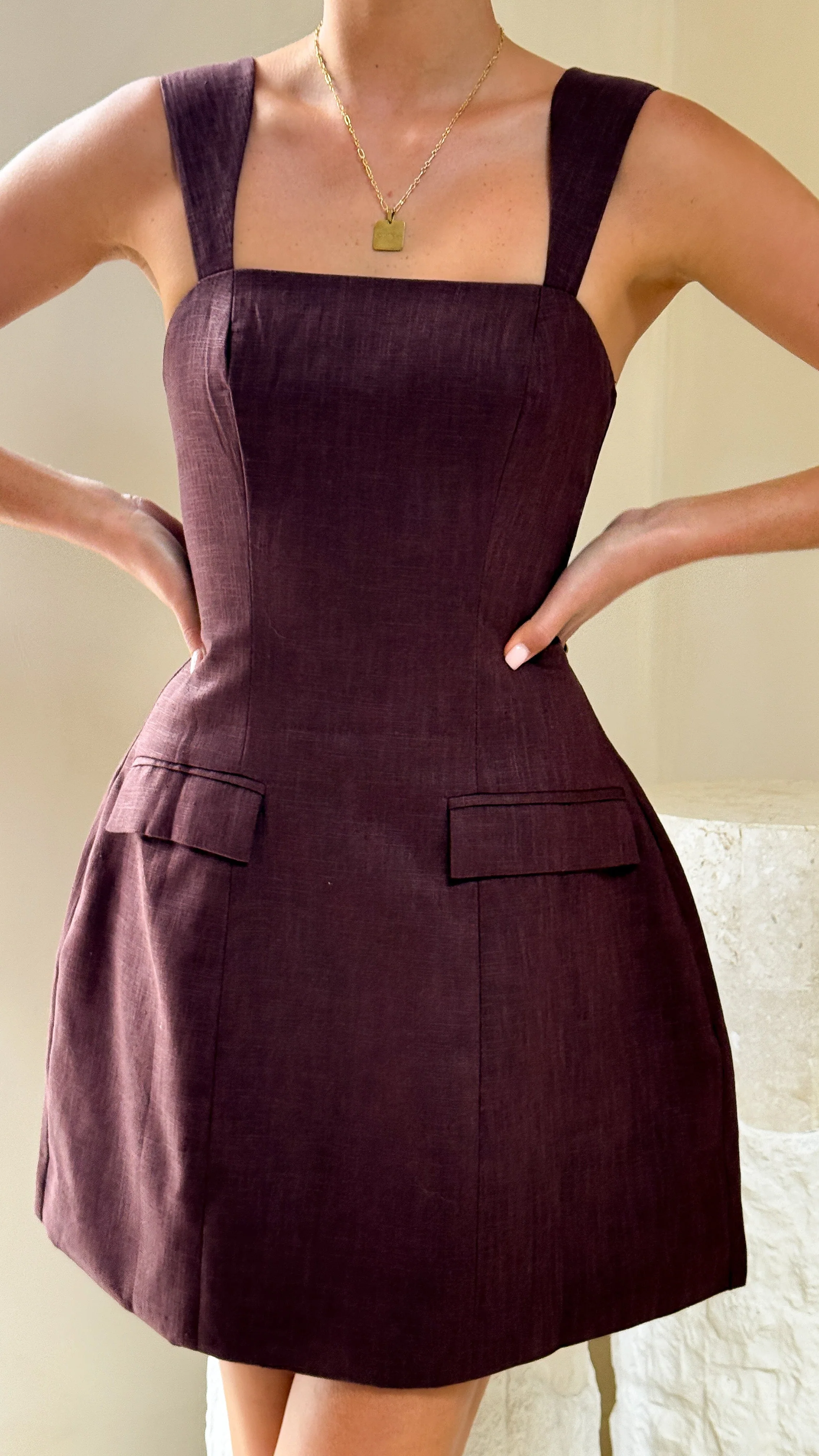 Hilarie Mini Dress - Brown