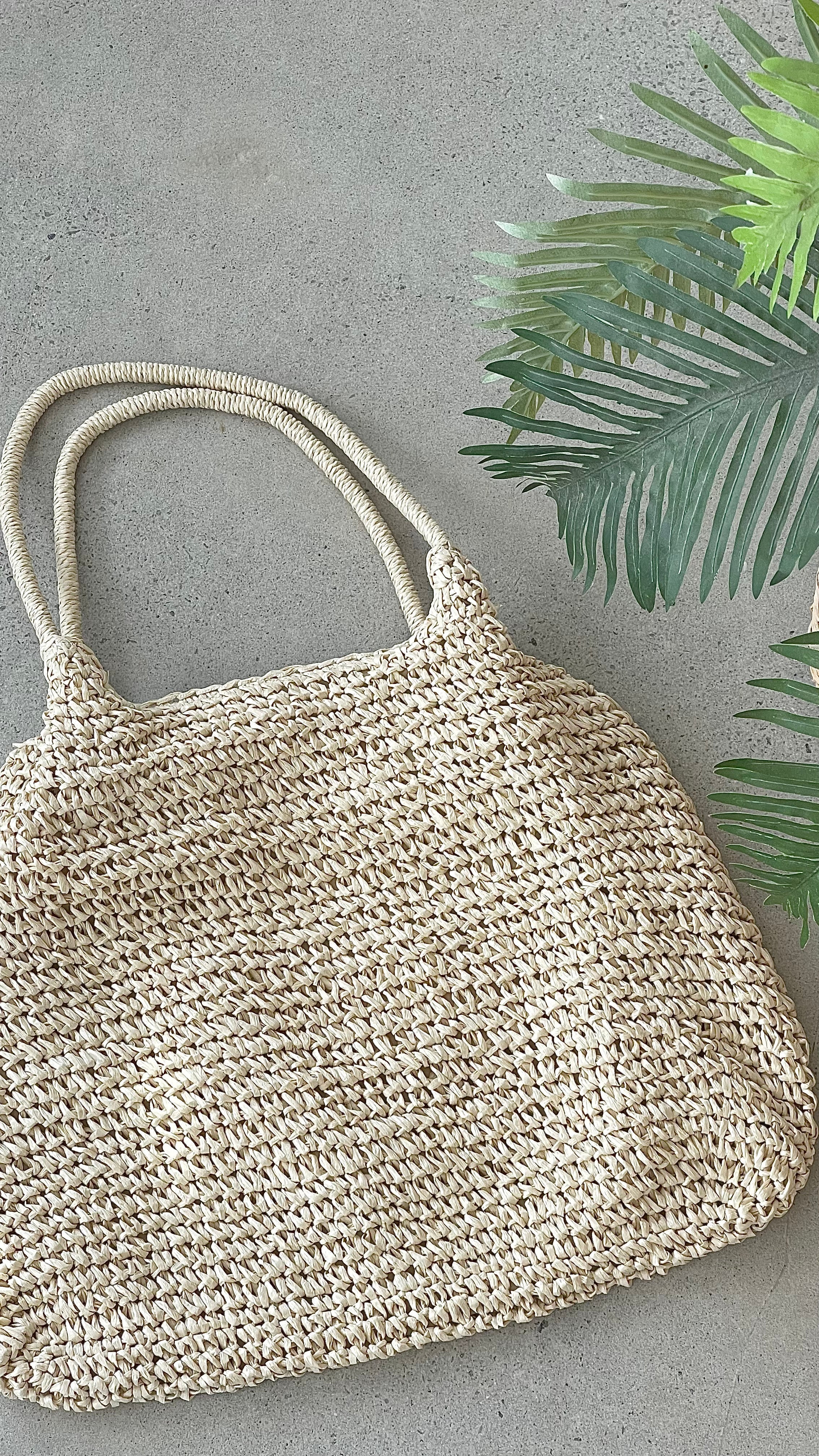 Solana Summer Tote Bag - Beige Straw