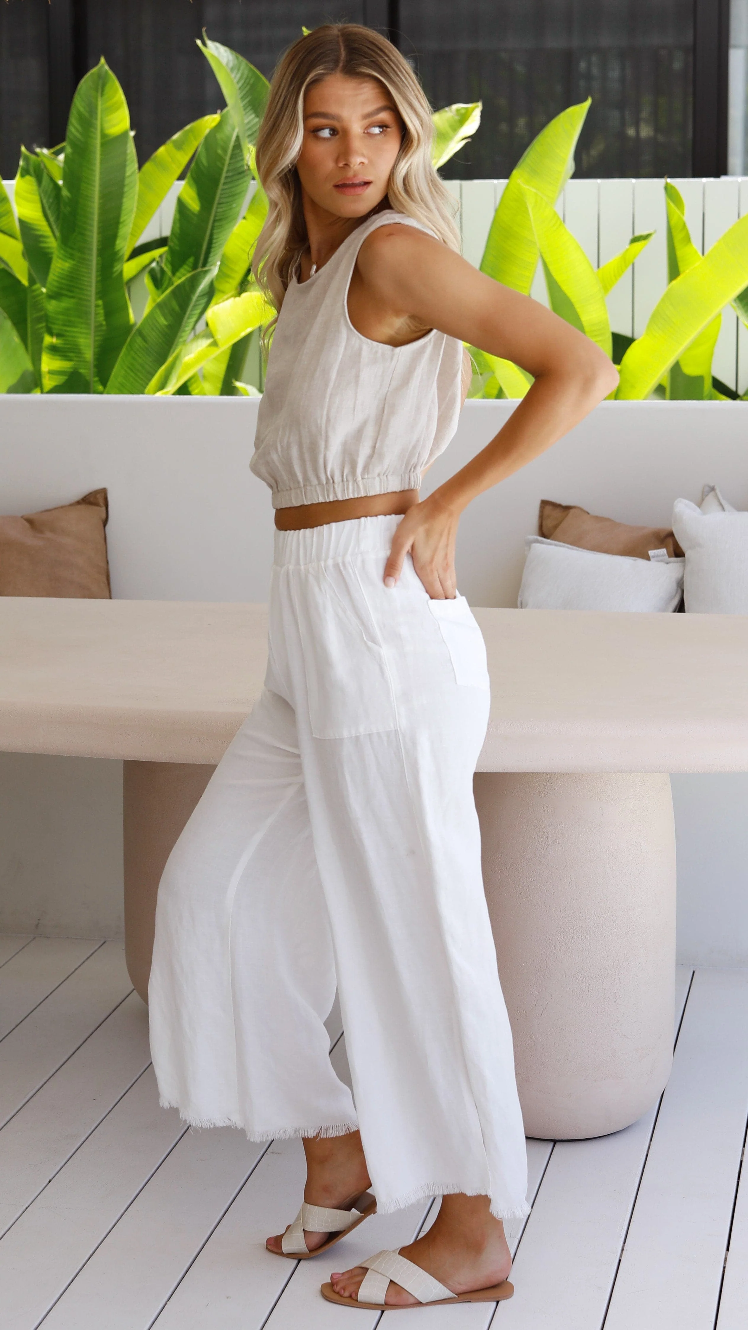 Aimee Linen Top - Oat