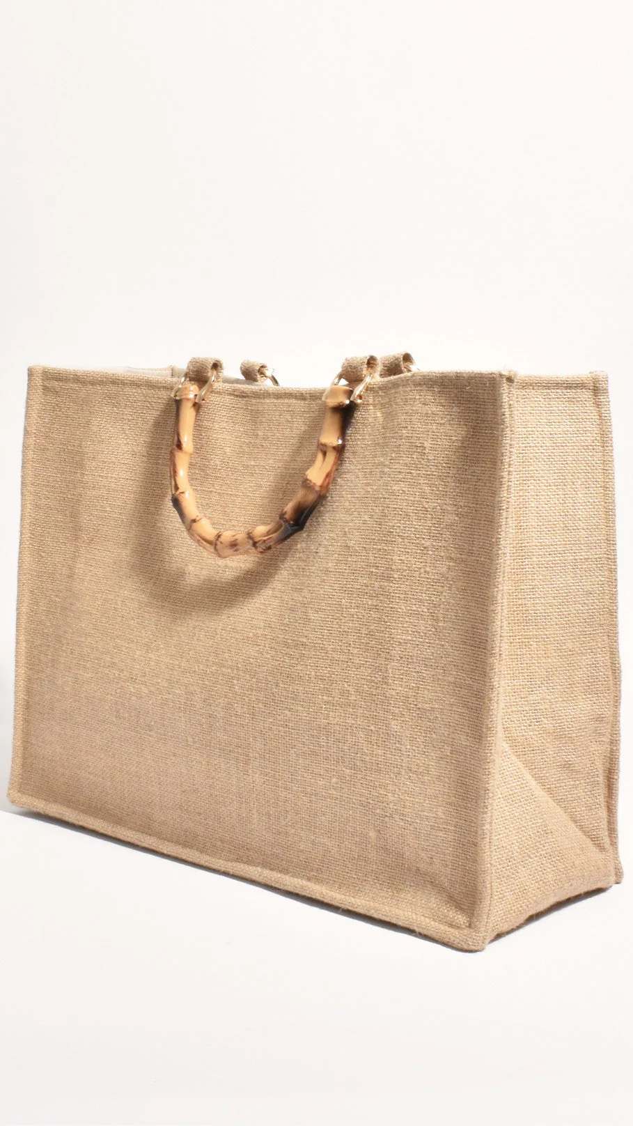 Sandie Beaded Lemon Bamboo Tote Bag - Natural / Lemon