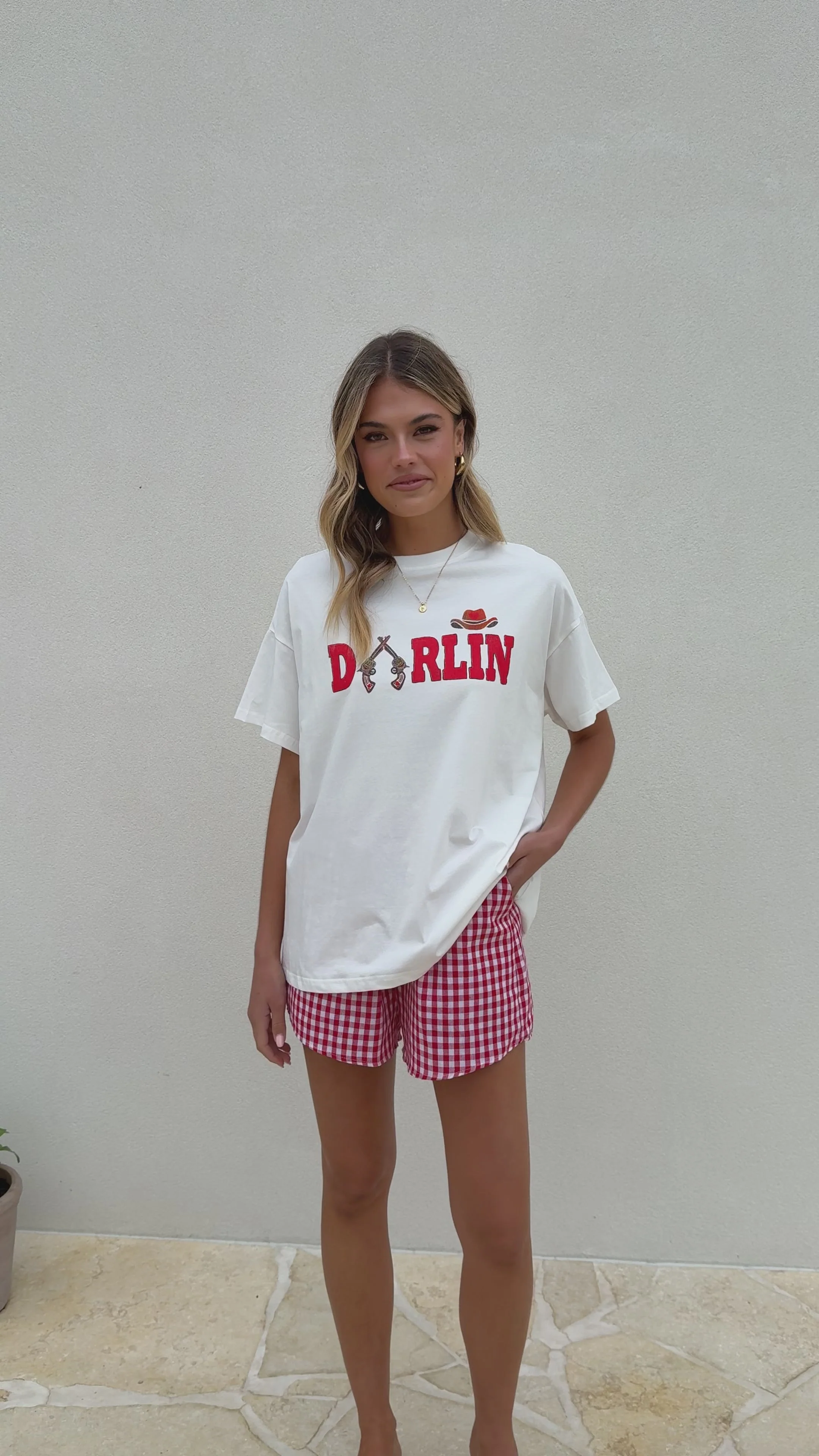 Darlin Top & Shorts Set - White/Red Gingham