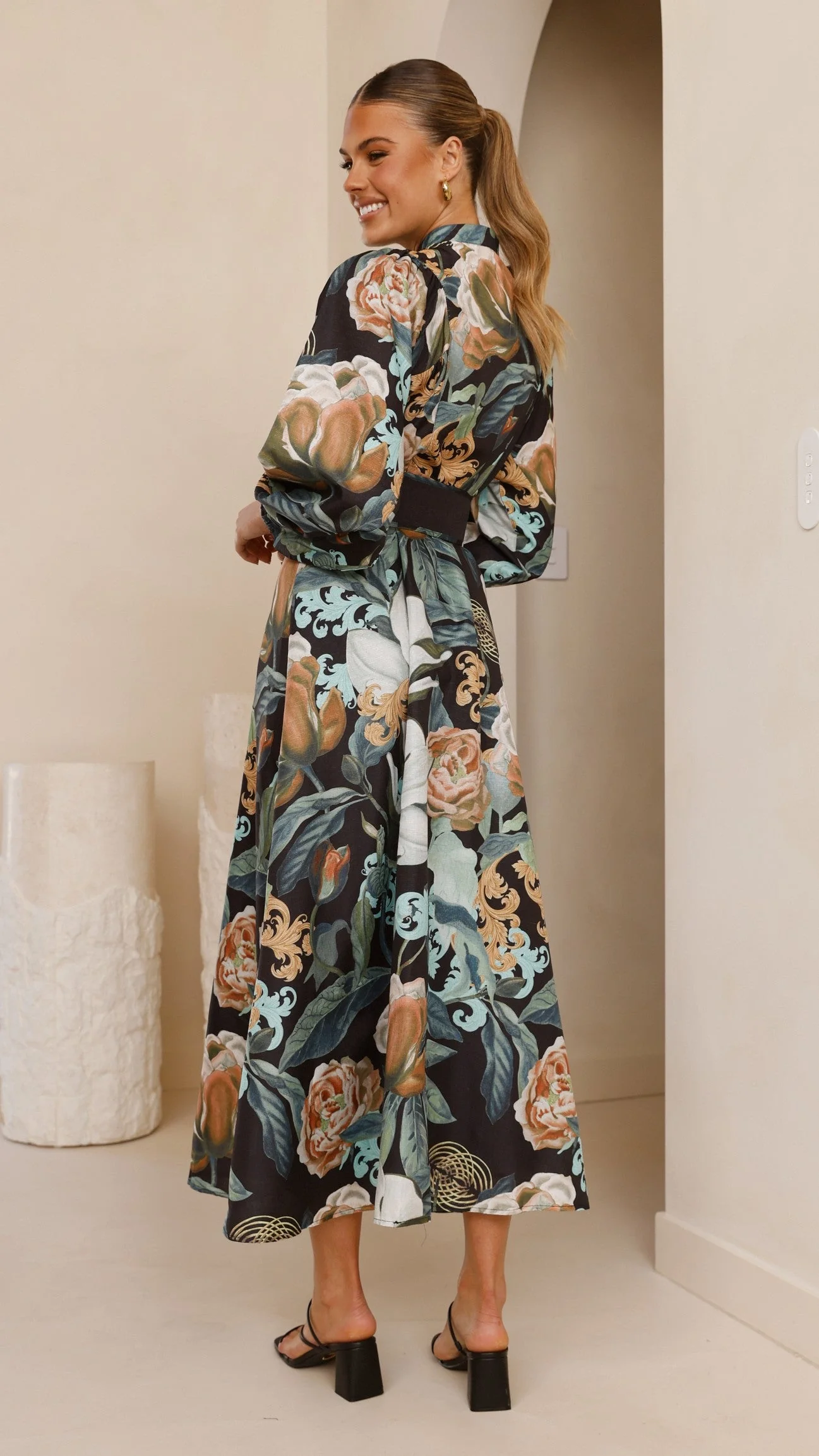 Carmal Long Sleeve Maxi Dress - Donatella Noir