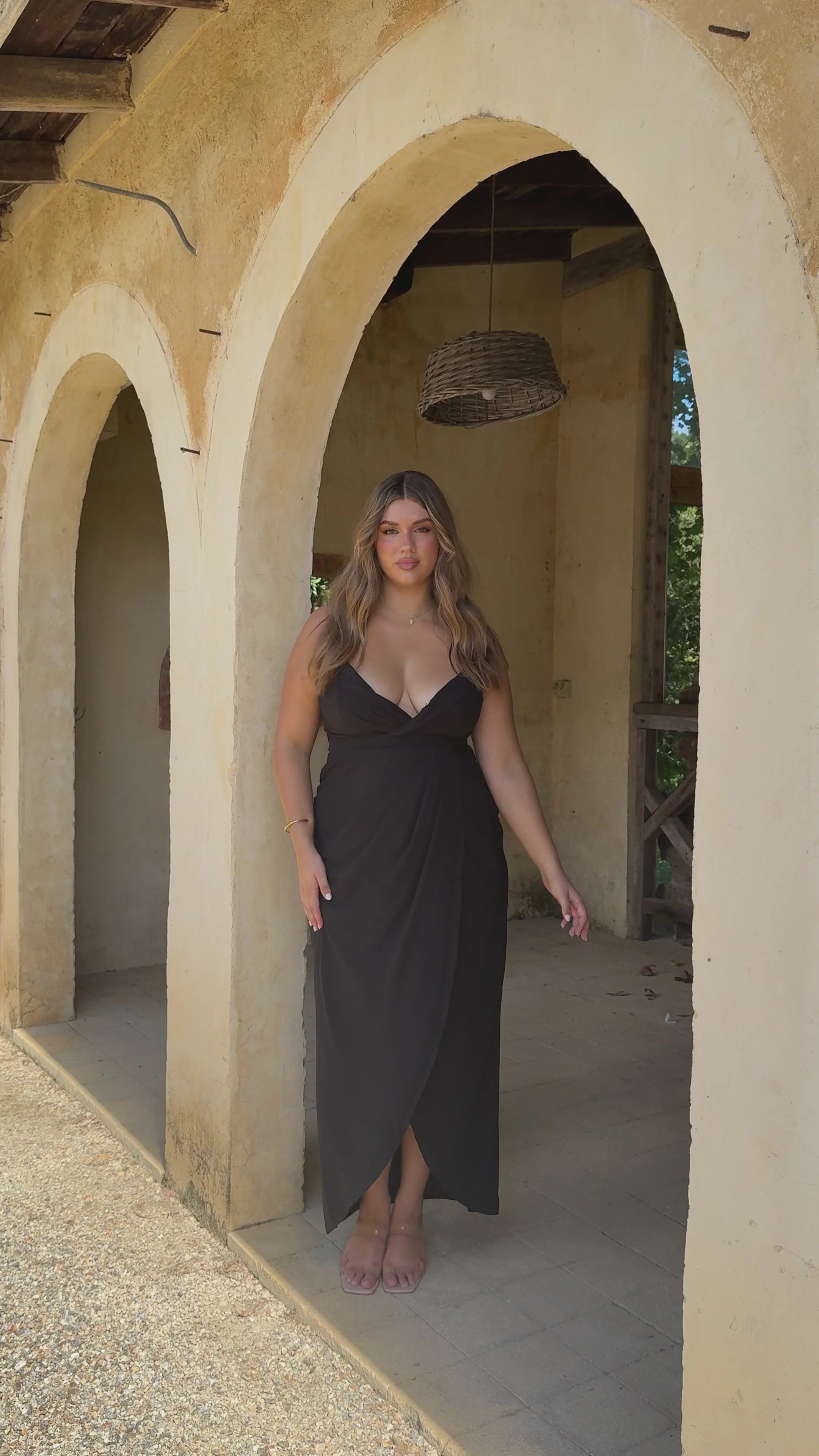 Charlotte Draped Maxi Dress -Black