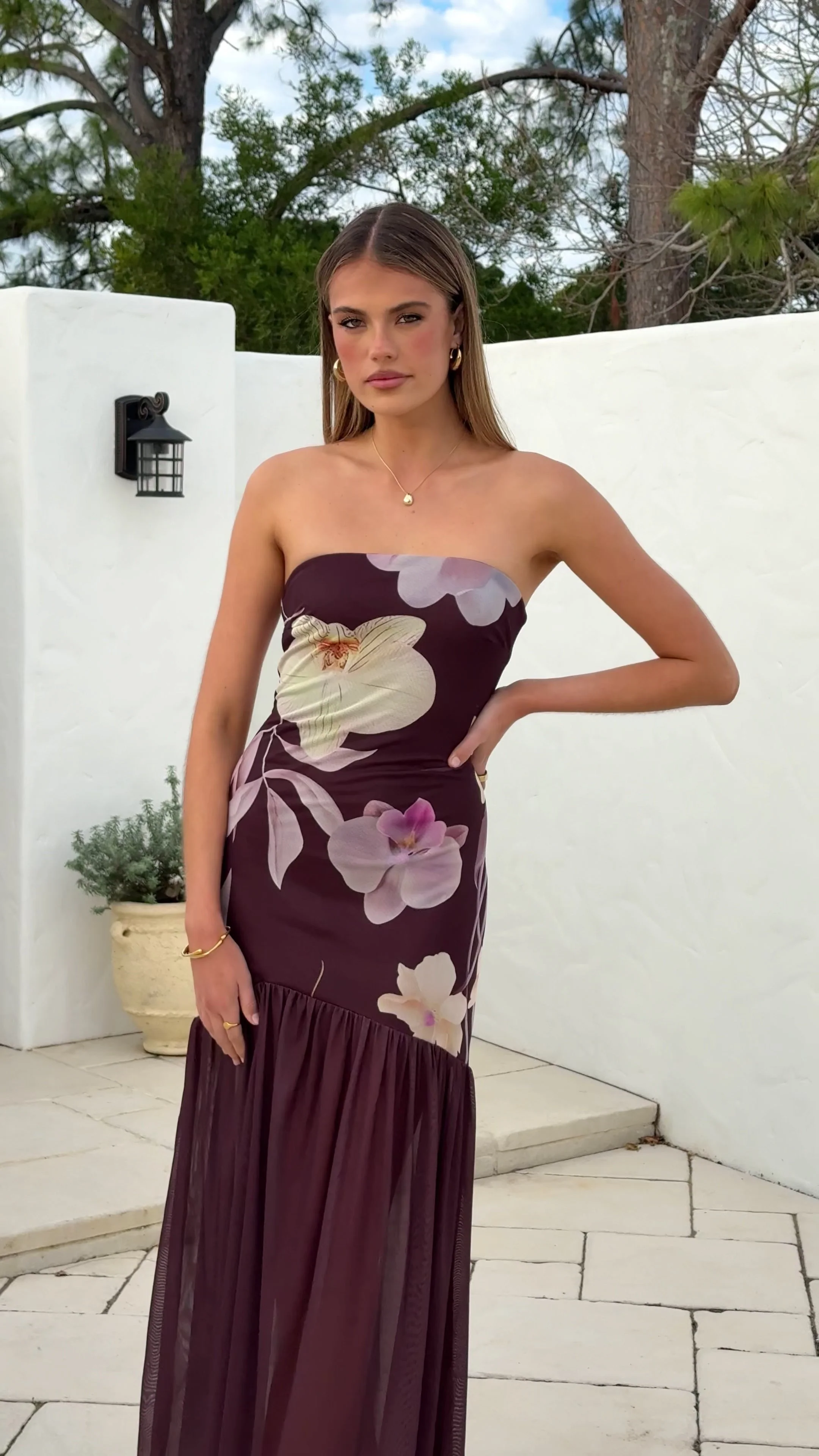 Elle Maxi Dress - Brown Floral