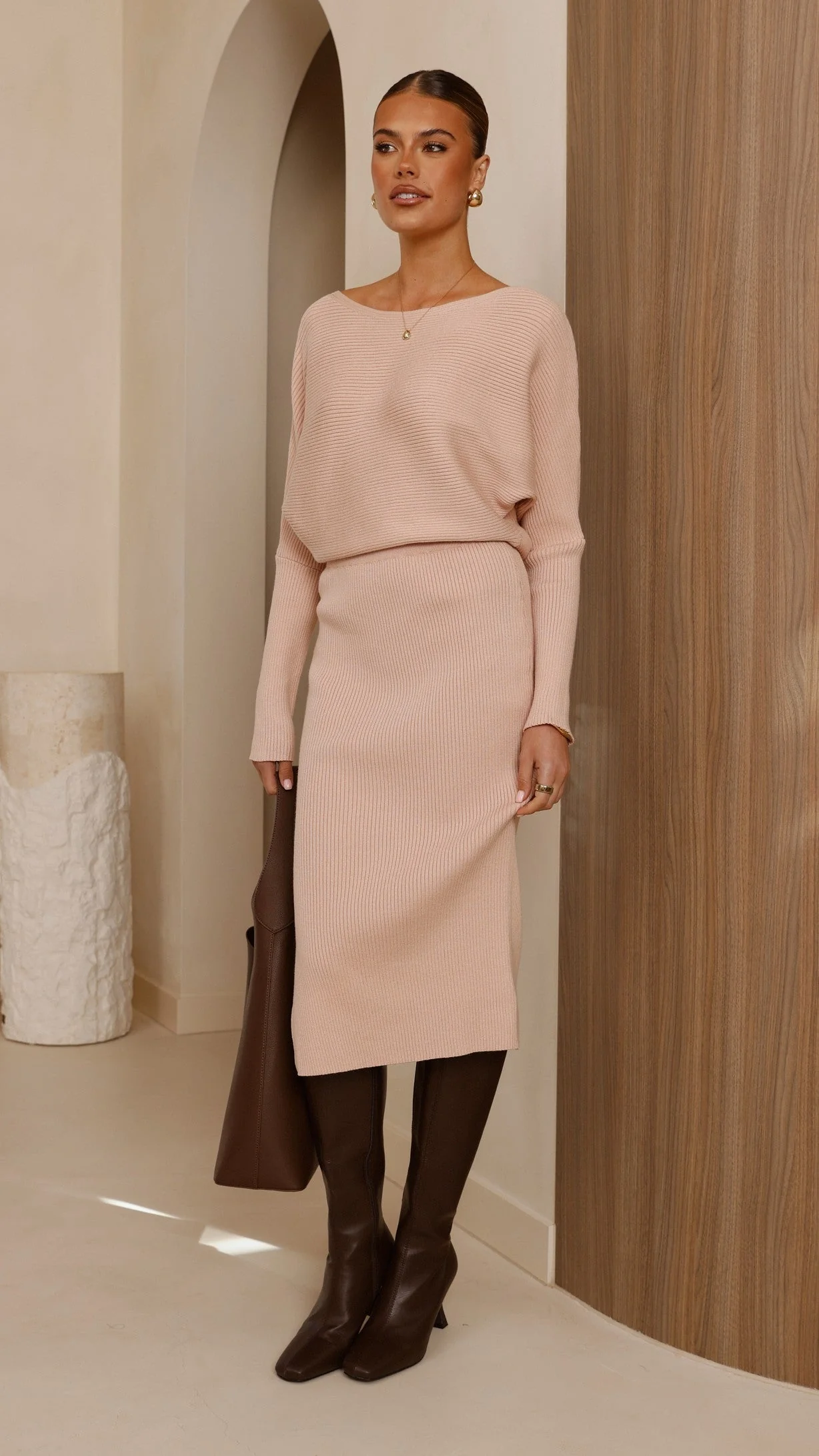 Iluka Knit Midi Skirt - Camel