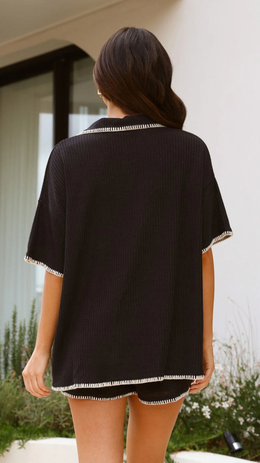 Eden Knit Top and Shorts Set - Black