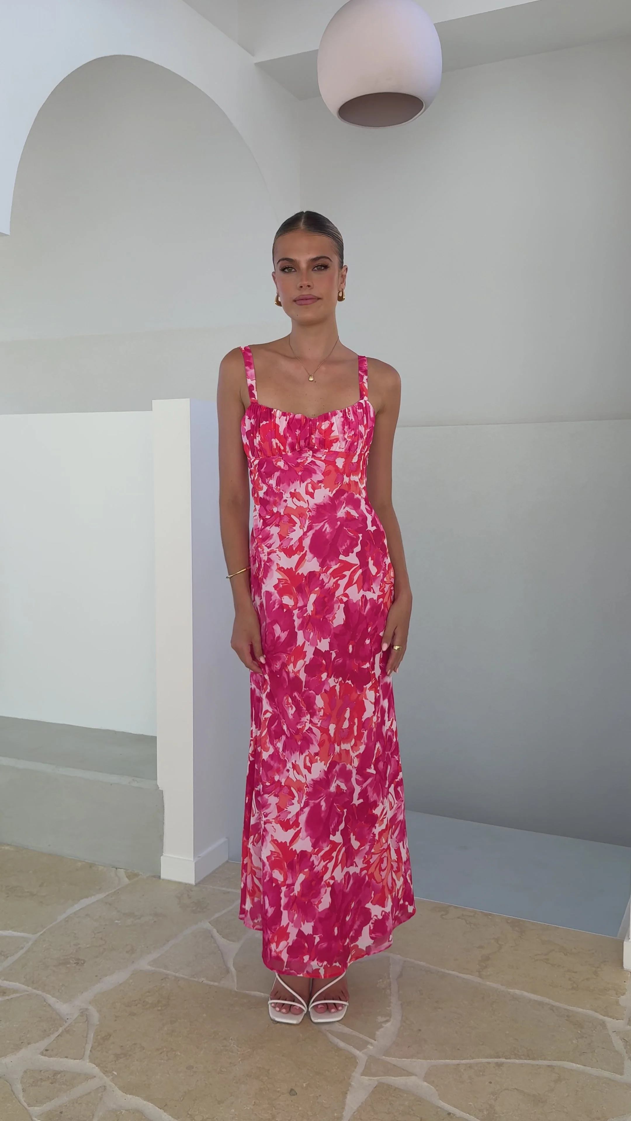 Margo Midi Dress - Pink/Red Floral