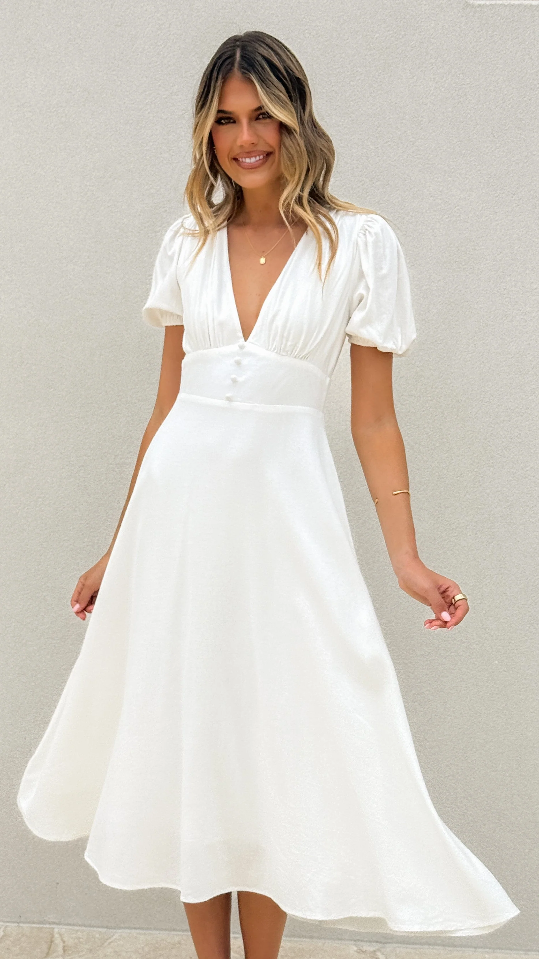 Melea Midi Dress - White